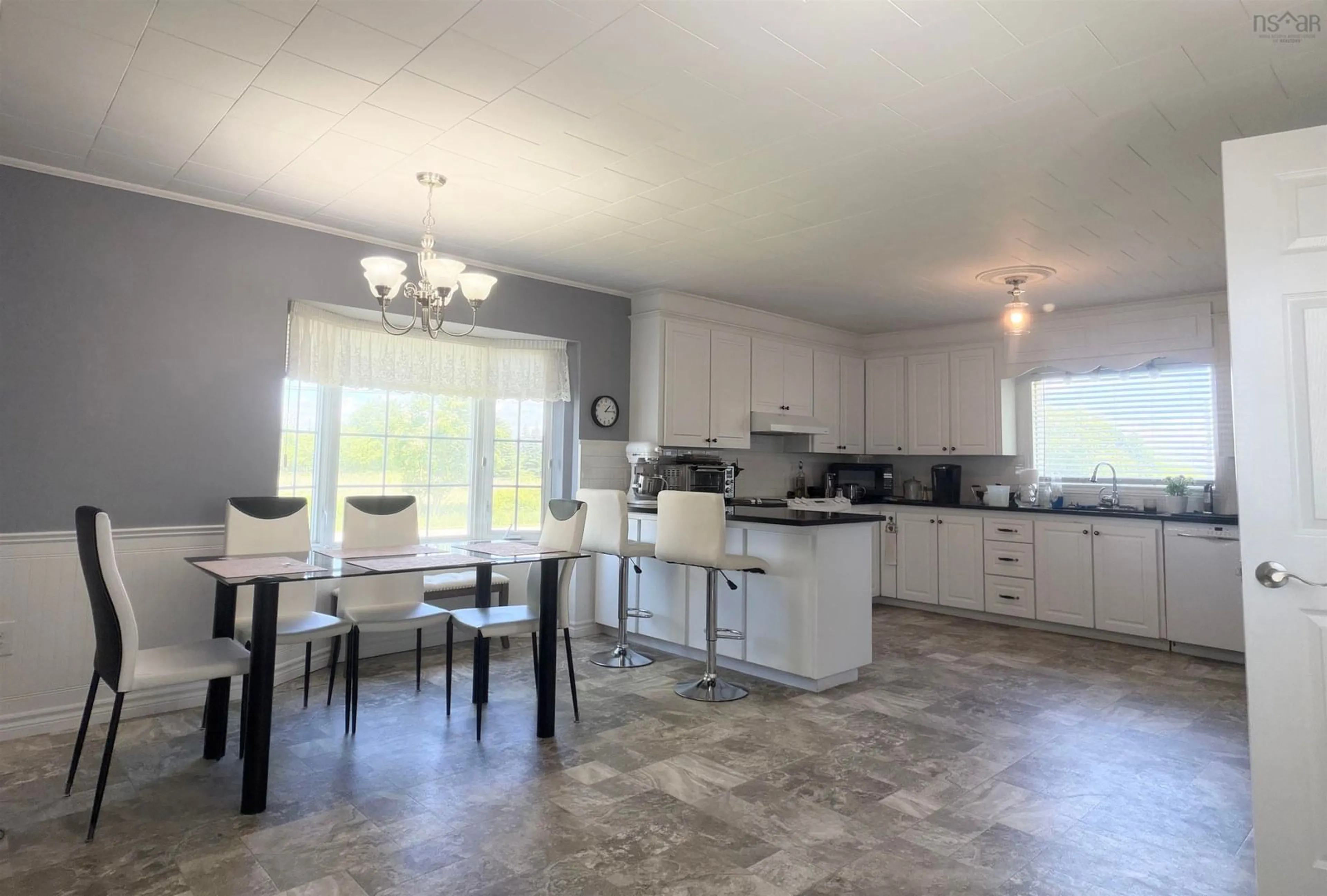 Open concept kitchen, ceramic/tile floor for 45 Franks Rd, West Pubnico Nova Scotia B0W 3S0