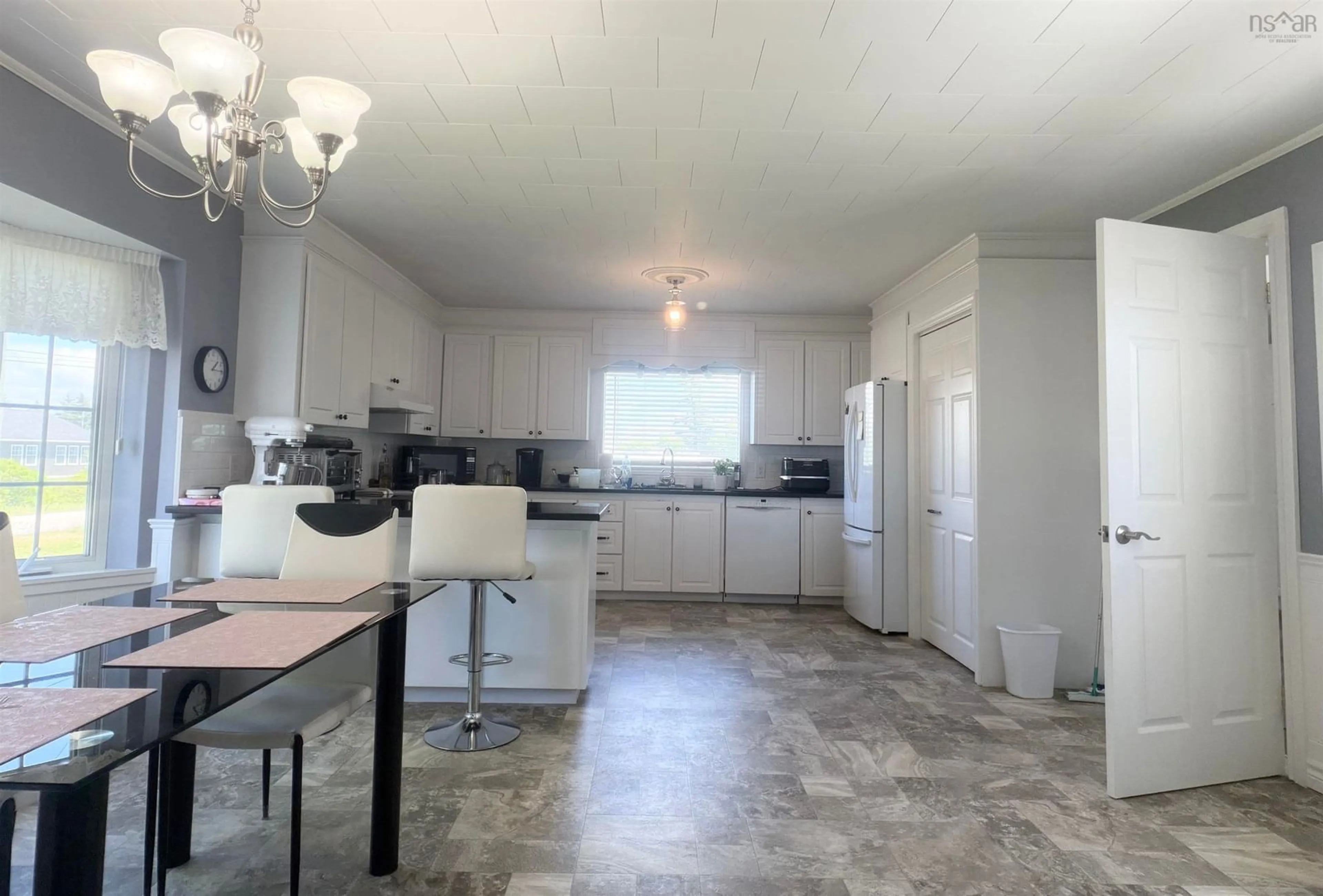 Open concept kitchen, ceramic/tile floor for 45 Franks Rd, West Pubnico Nova Scotia B0W 3S0
