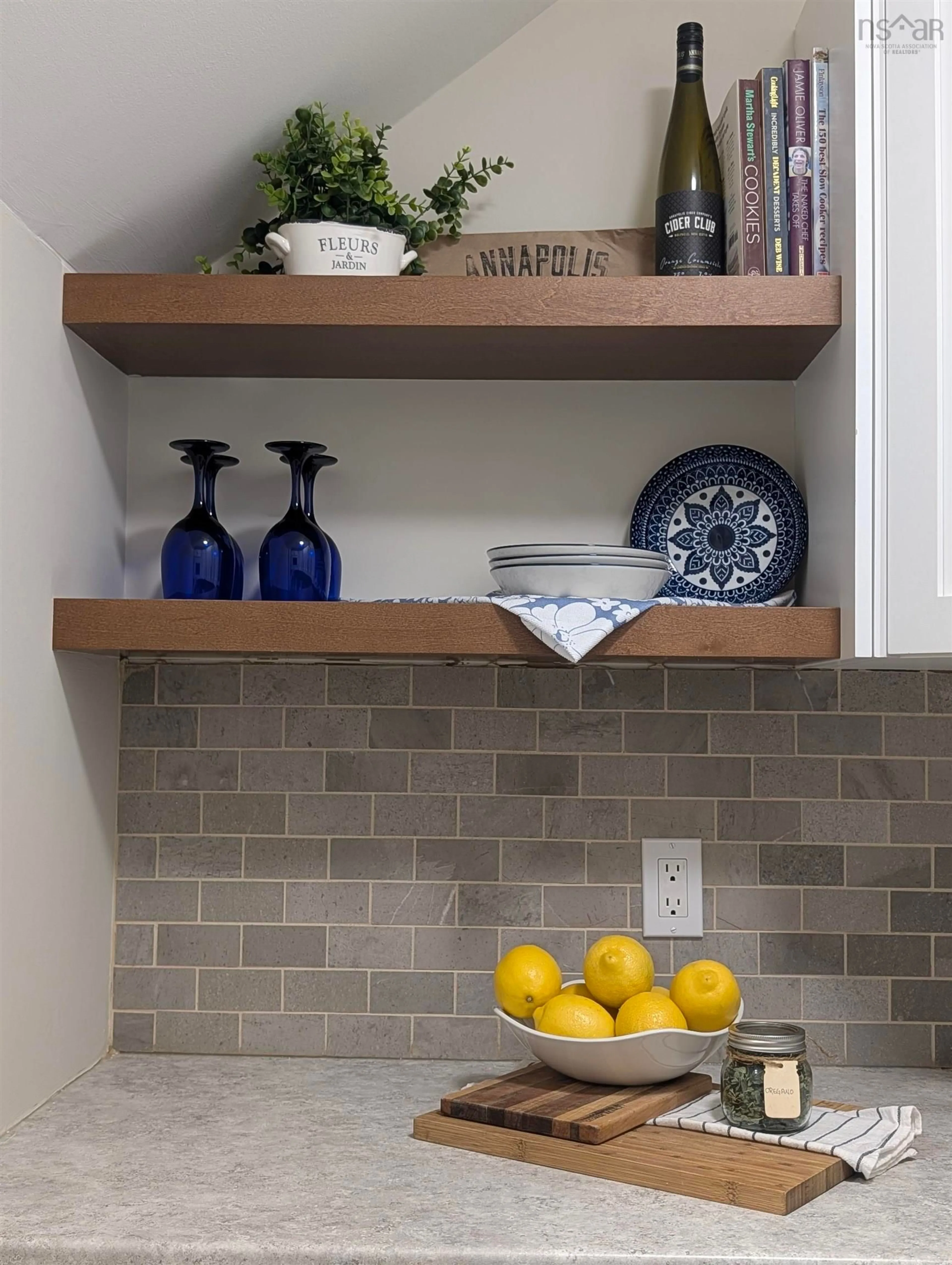 Contemporary kitchen, ceramic/tile floor for 6 Blomidon Terr #615, Wolfville Nova Scotia B4P 2G9