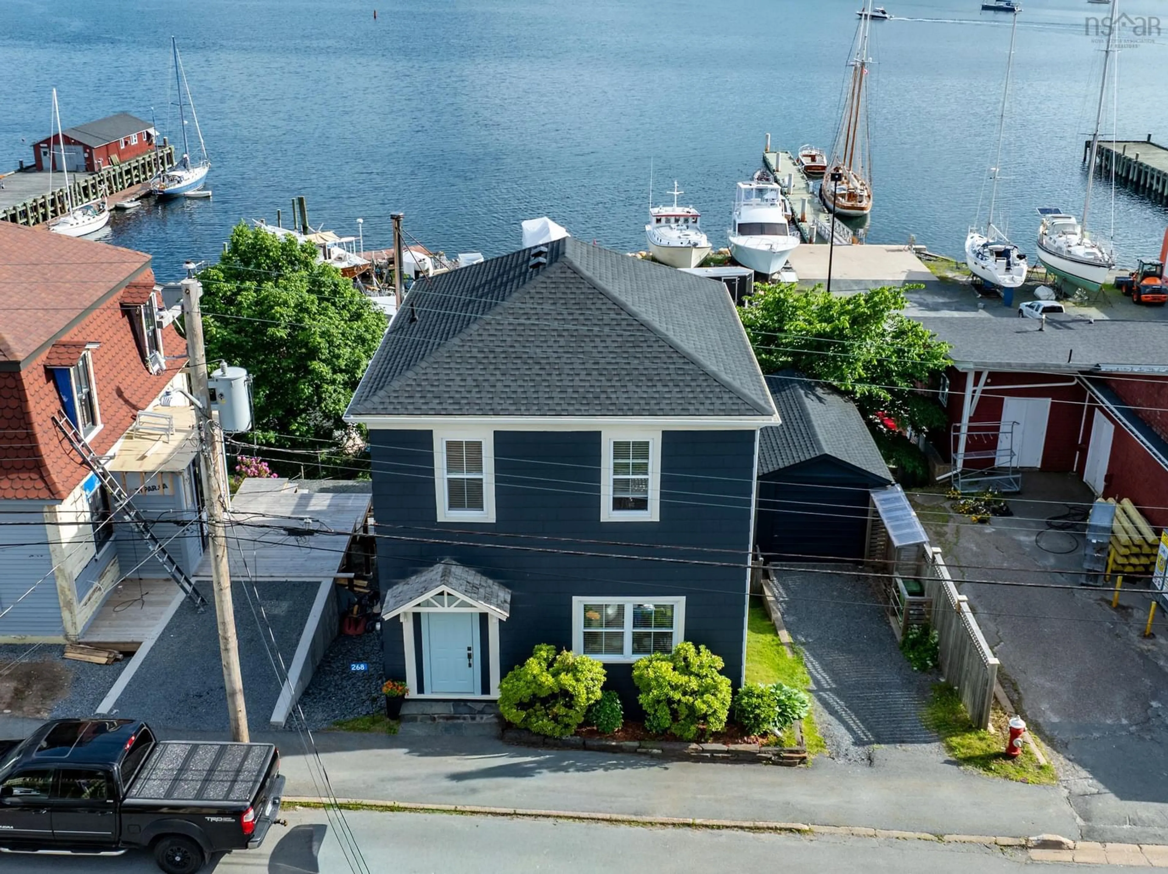 A pic from outside/outdoor area/front of a property/back of a property/a pic from drone, water/lake/river/ocean view for 268 Montague St, Lunenburg Nova Scotia B0J 2C0