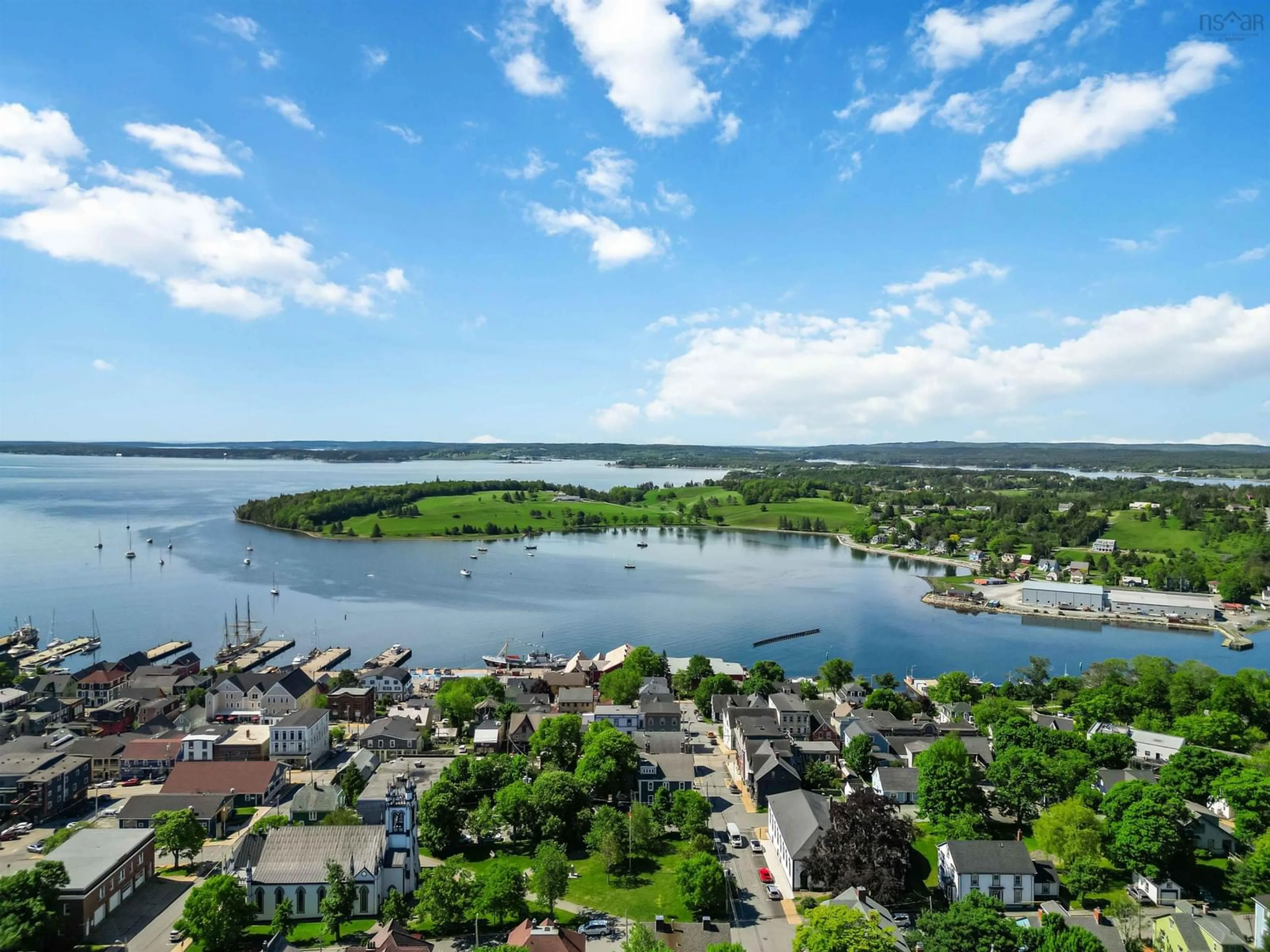 A pic from outside/outdoor area/front of a property/back of a property/a pic from drone, water/lake/river/ocean view for 61 York St, Lunenburg Nova Scotia B0J 2C0