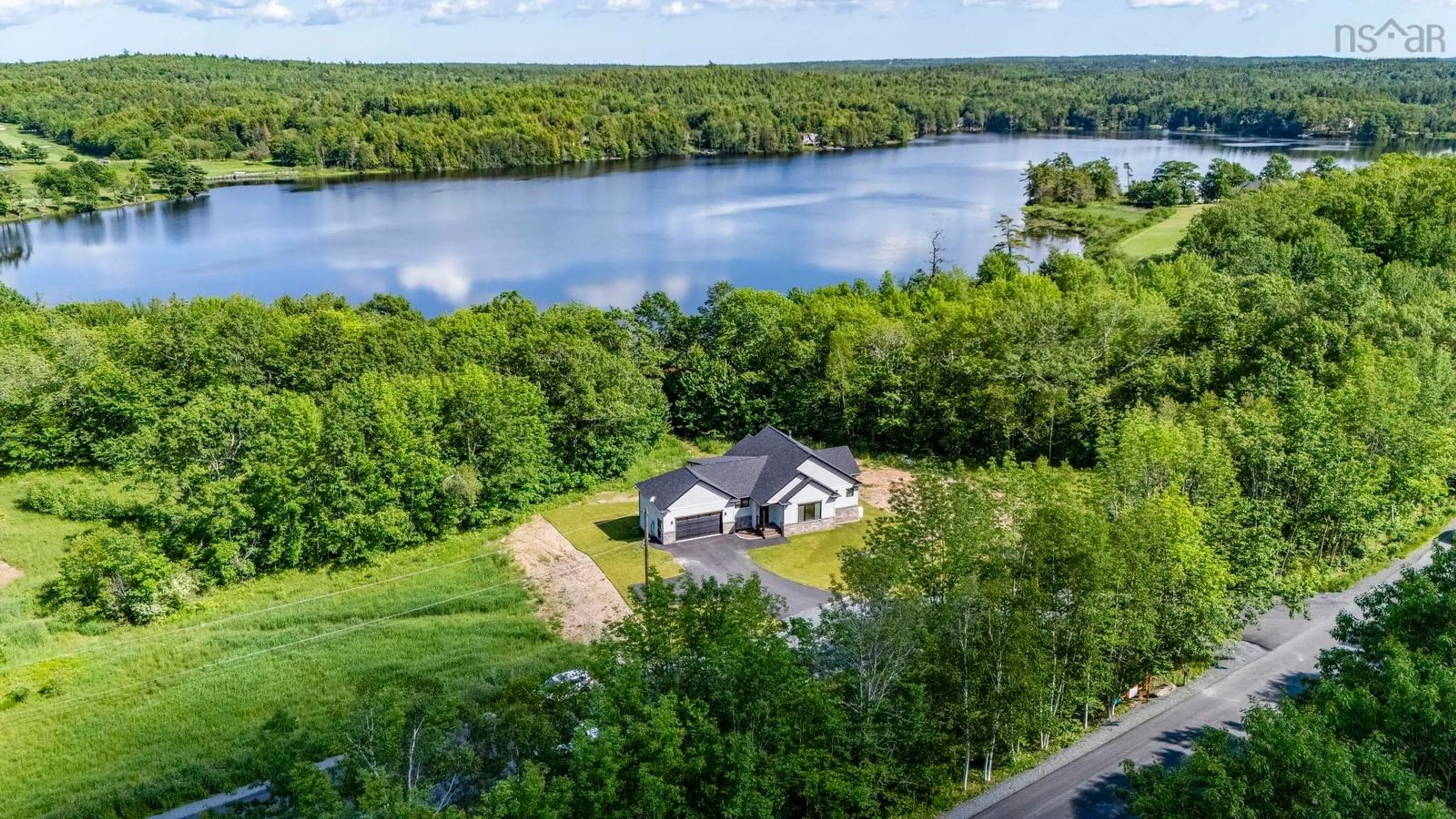 A pic from outside/outdoor area/front of a property/back of a property/a pic from drone, water/lake/river/ocean view for 27 Prettybird Lane, Oakfield Nova Scotia B2T 1B3