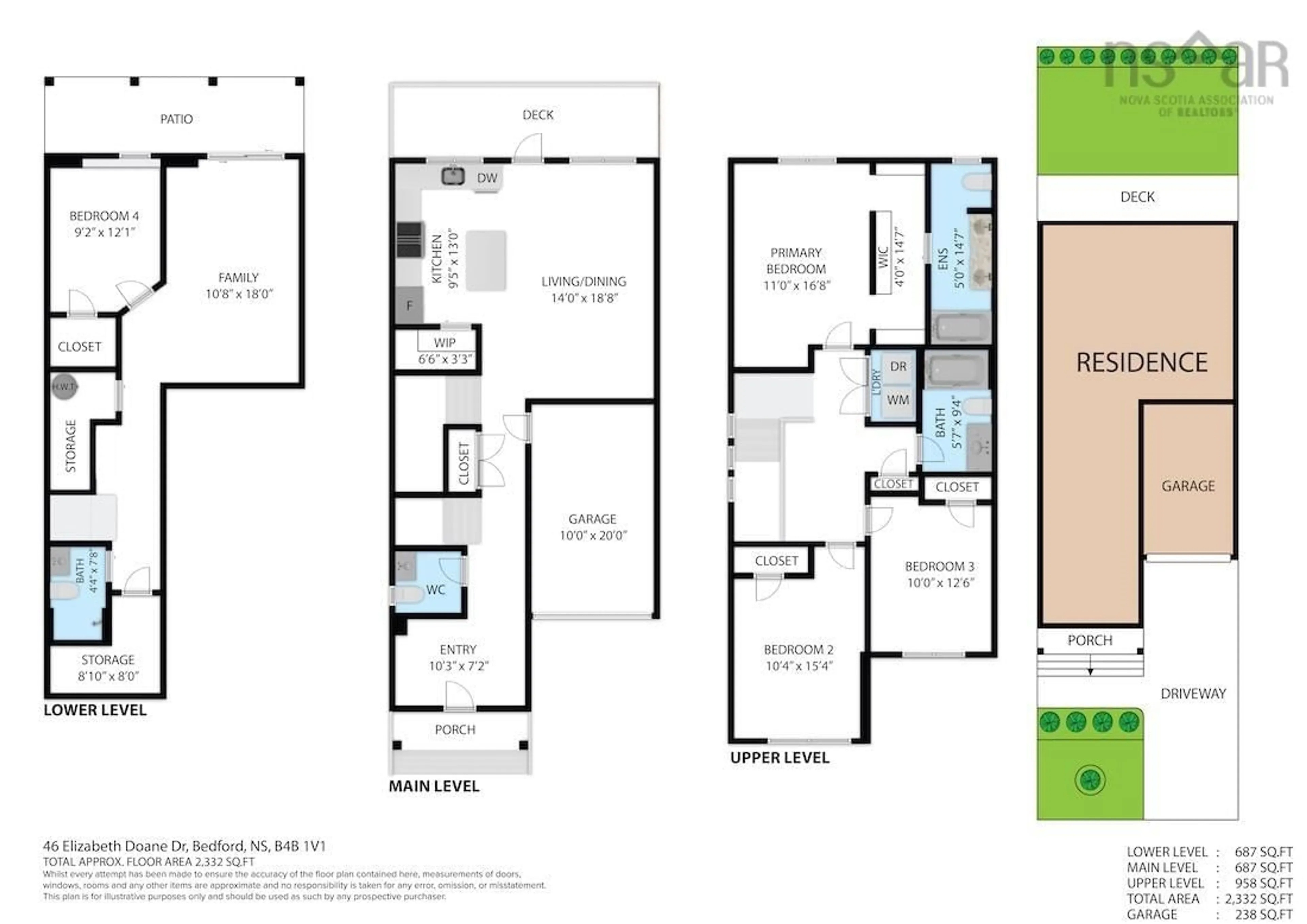 Floor plan for 46 Elizabeth Doane Dr, Bedford Nova Scotia B4B 0Z9