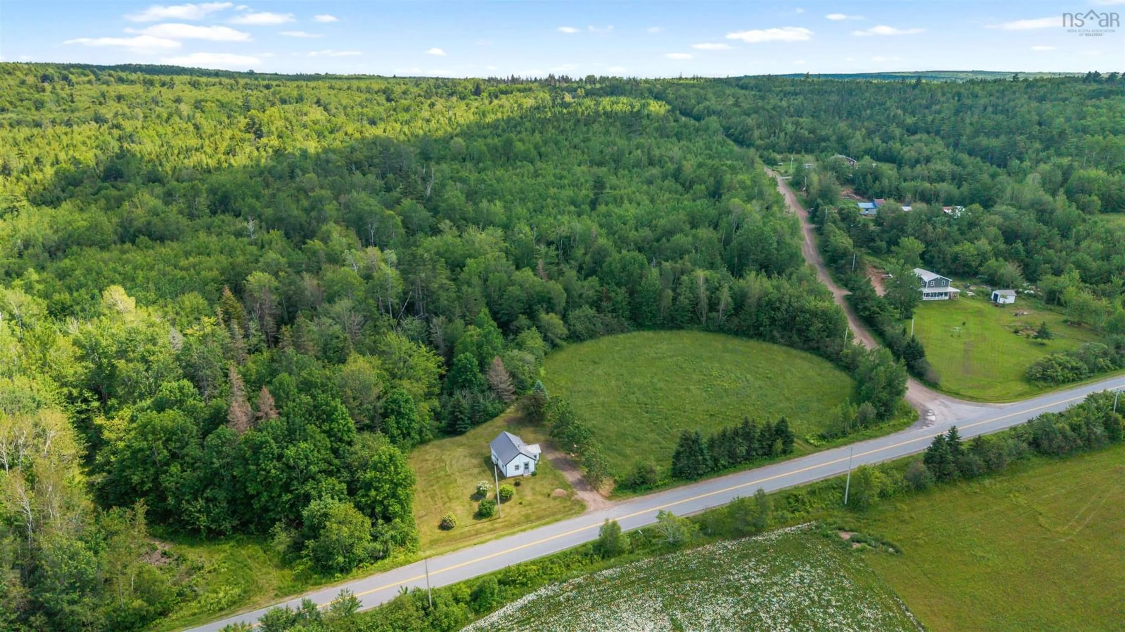 A pic from outside/outdoor area/front of a property/back of a property/a pic from drone, forest/trees view for 924 Meadowvale Rd, Meadowvale Nova Scotia B0N 2P0