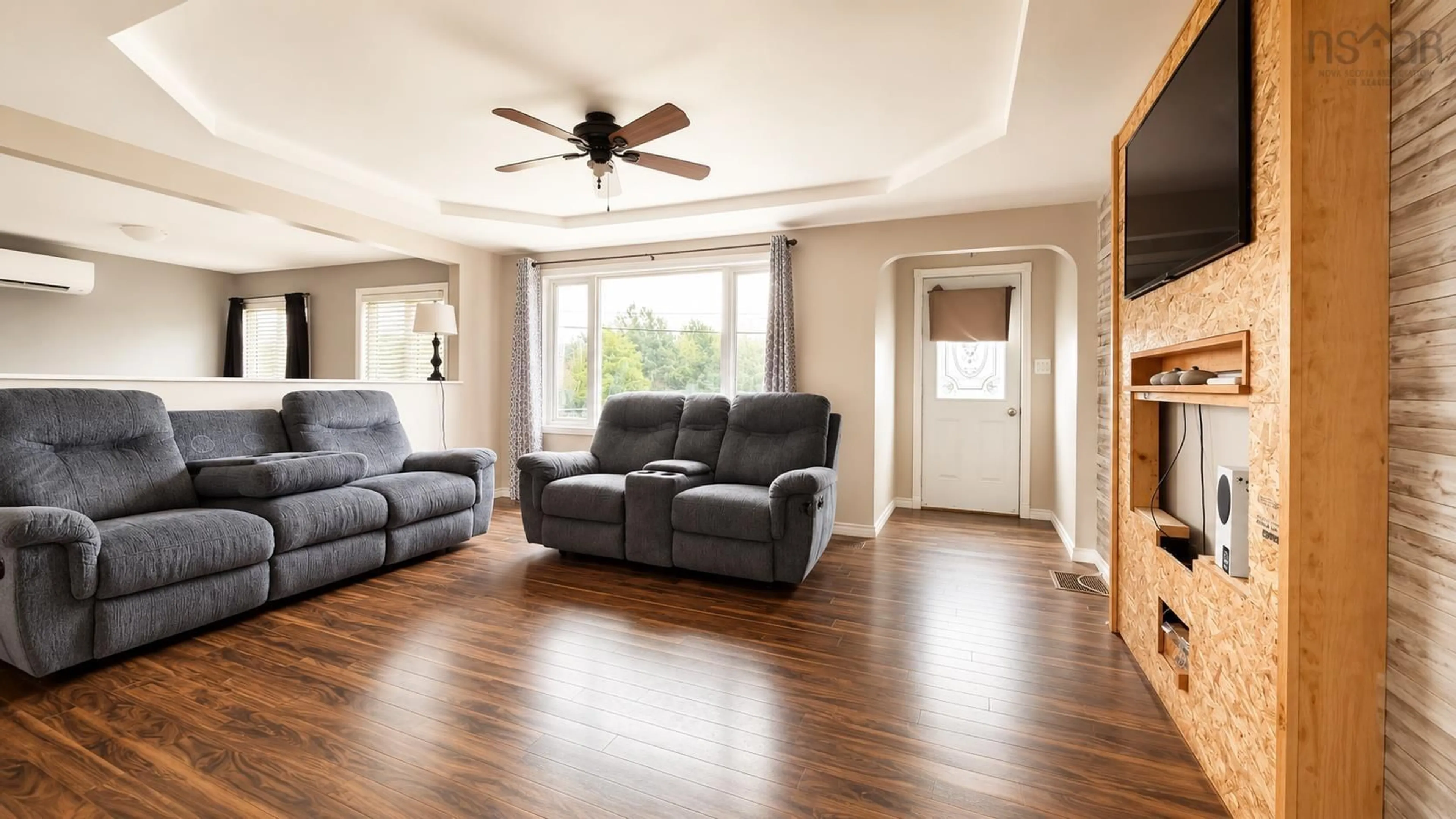 Living room with furniture, wood/laminate floor for 334 Park Rd, Florence Nova Scotia B1Y 1N4