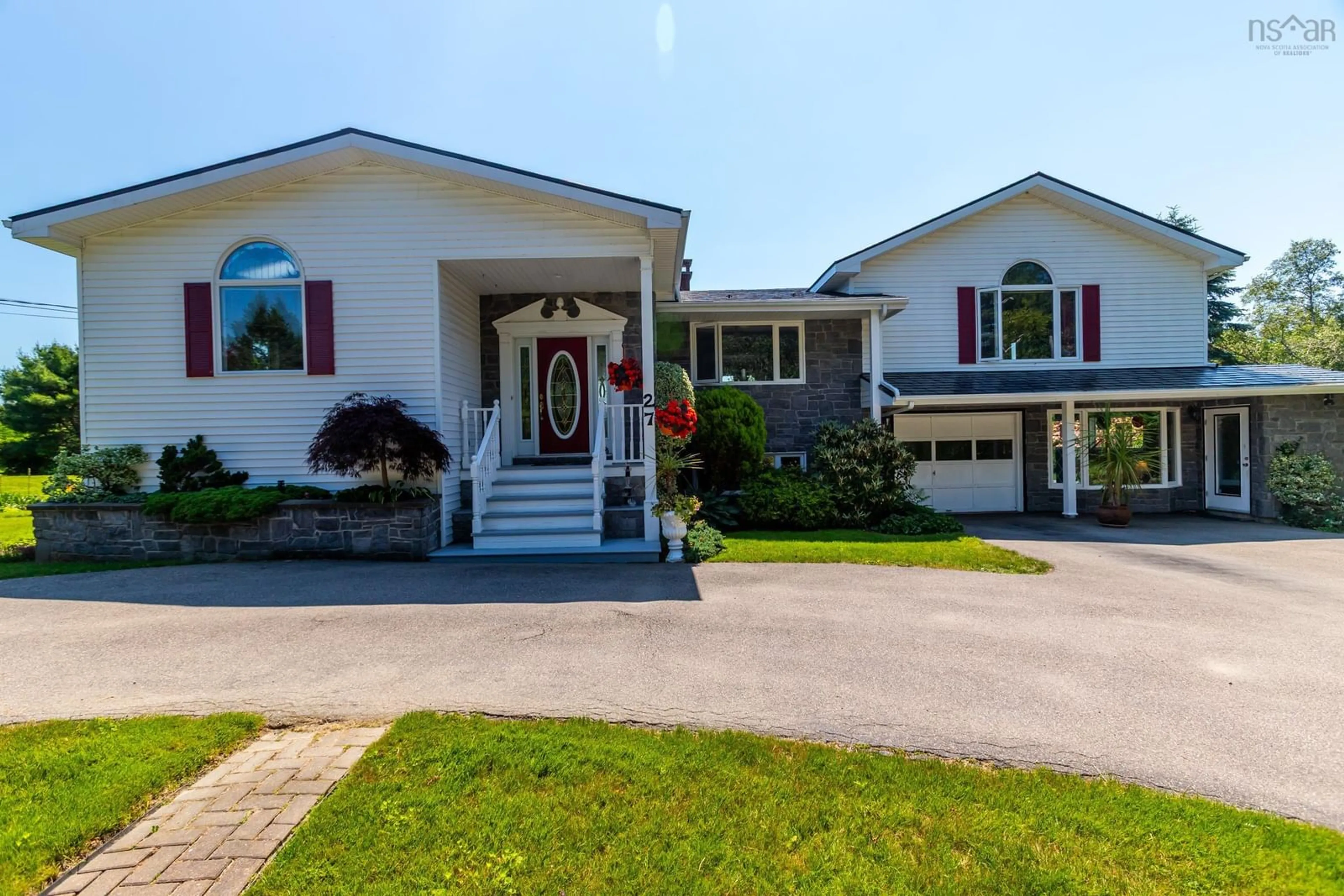 Home with vinyl exterior material, street for 27 Basin View Lane, Upper Clements Nova Scotia B0S 1A0
