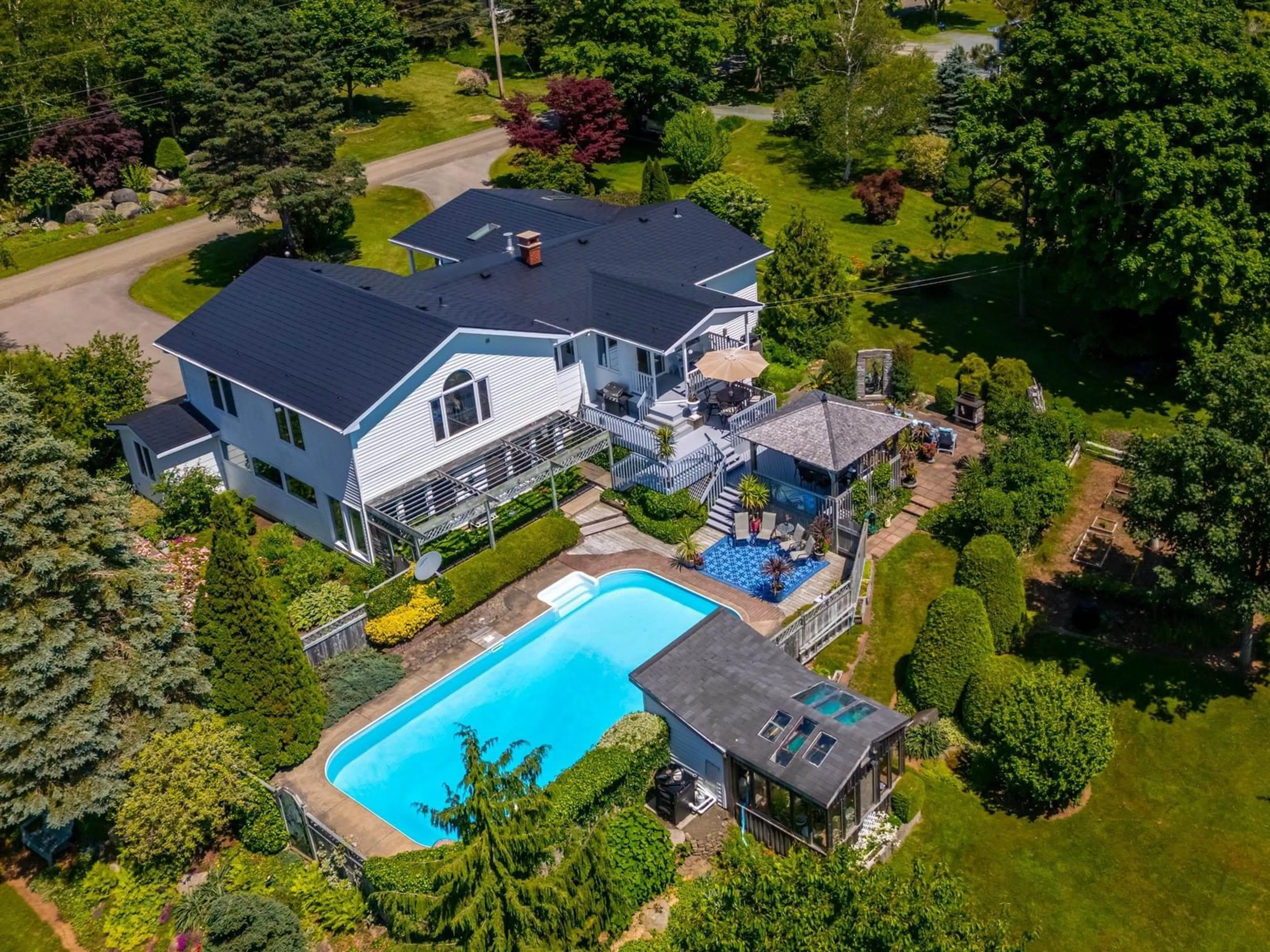 A pic from outside/outdoor area/front of a property/back of a property/a pic from drone, water/lake/river/ocean view for 27 Basin View Lane, Upper Clements Nova Scotia B0S 1A0