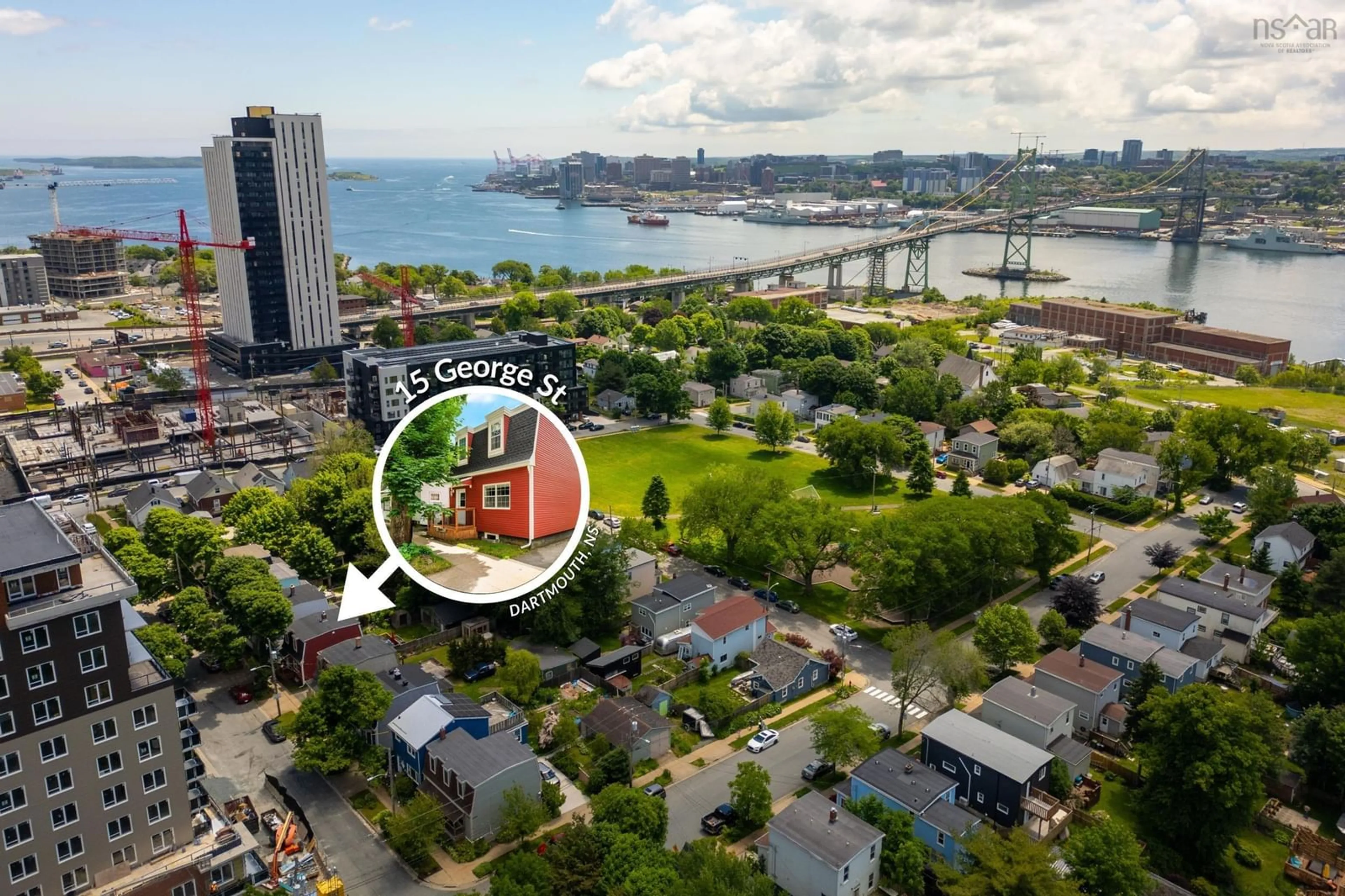 A pic from outside/outdoor area/front of a property/back of a property/a pic from drone, water/lake/river/ocean view for 15 George St, Dartmouth Nova Scotia B3A 1L6
