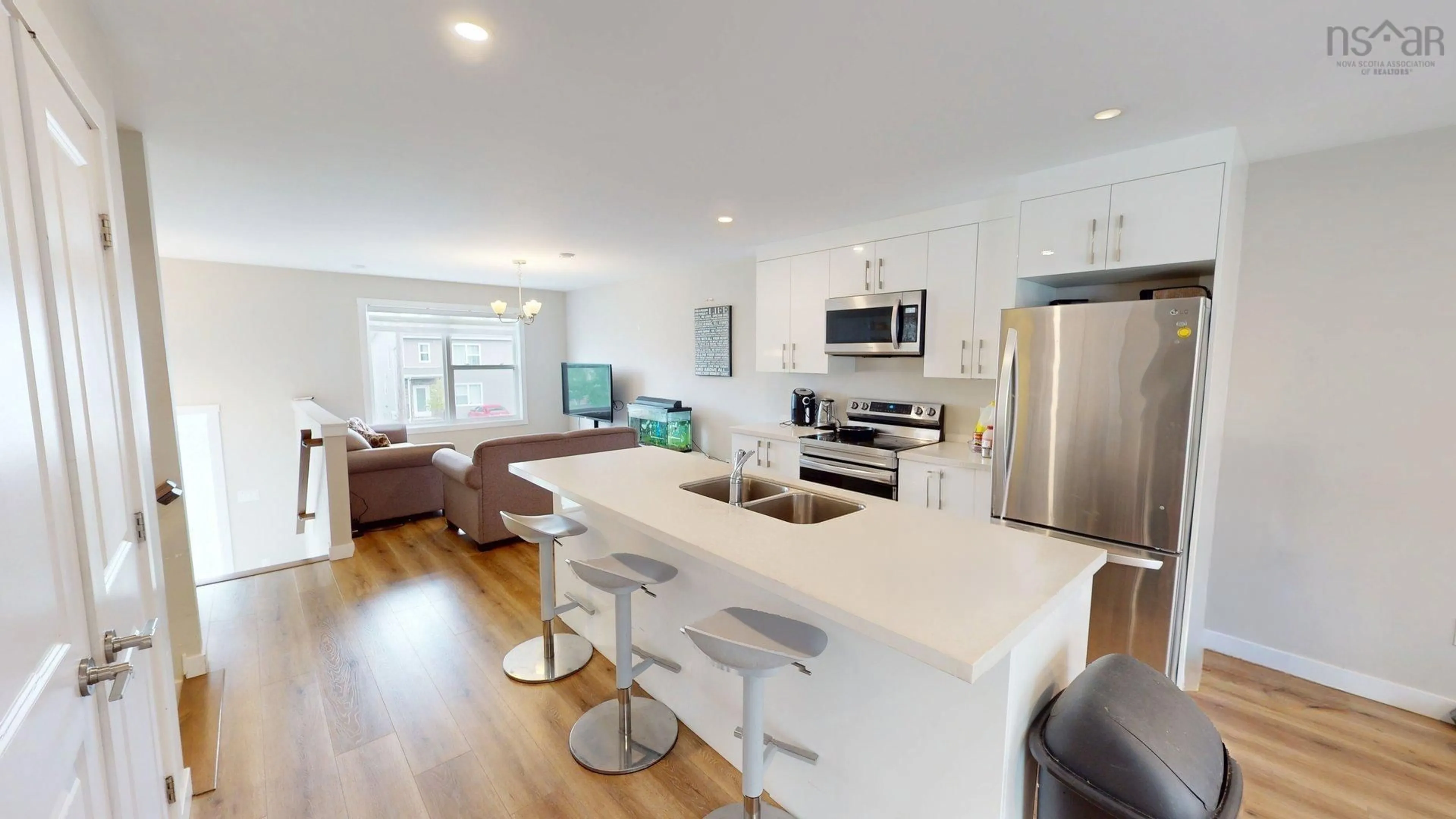 Open concept kitchen, wood/laminate floor for 126 Cortland Ridge, Halifax Nova Scotia B3R 0G6