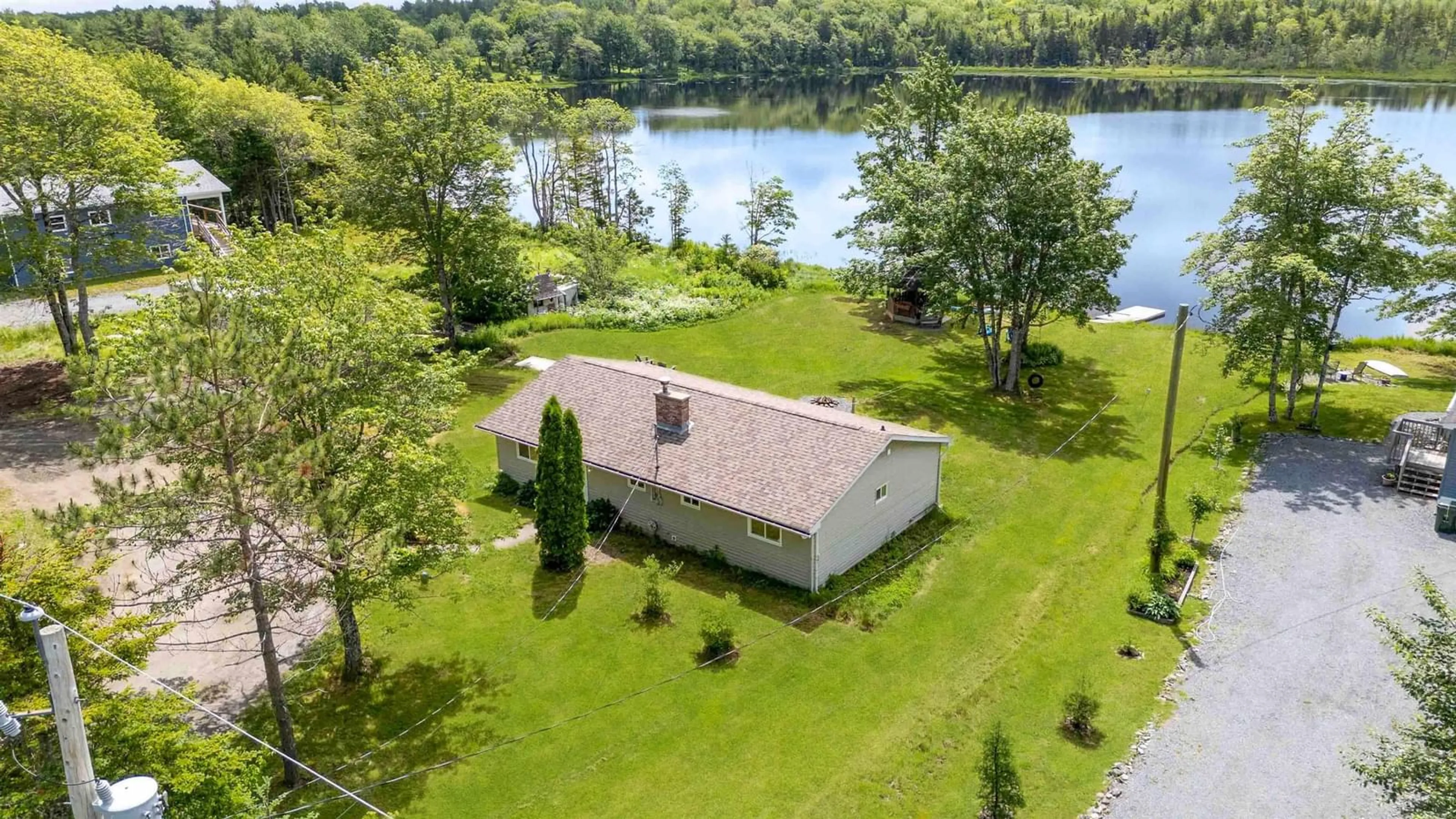 A pic from outside/outdoor area/front of a property/back of a property/a pic from drone, water/lake/river/ocean view for 110 Long Lake Rd, East Uniacke Nova Scotia B0N 1Z0