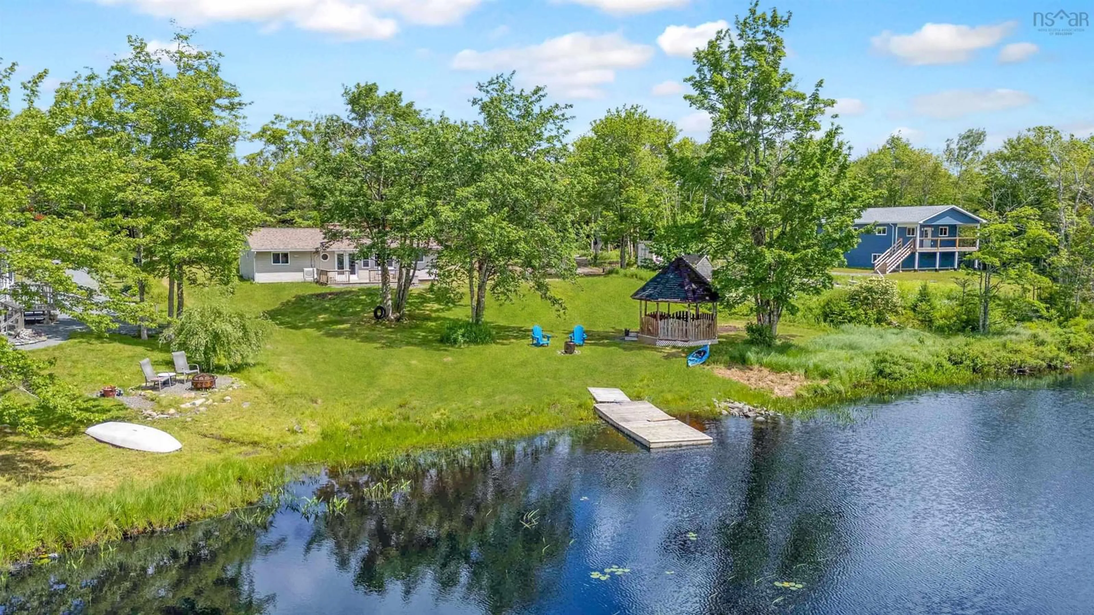 A pic from outside/outdoor area/front of a property/back of a property/a pic from drone, water/lake/river/ocean view for 110 Long Lake Rd, East Uniacke Nova Scotia B0N 1Z0