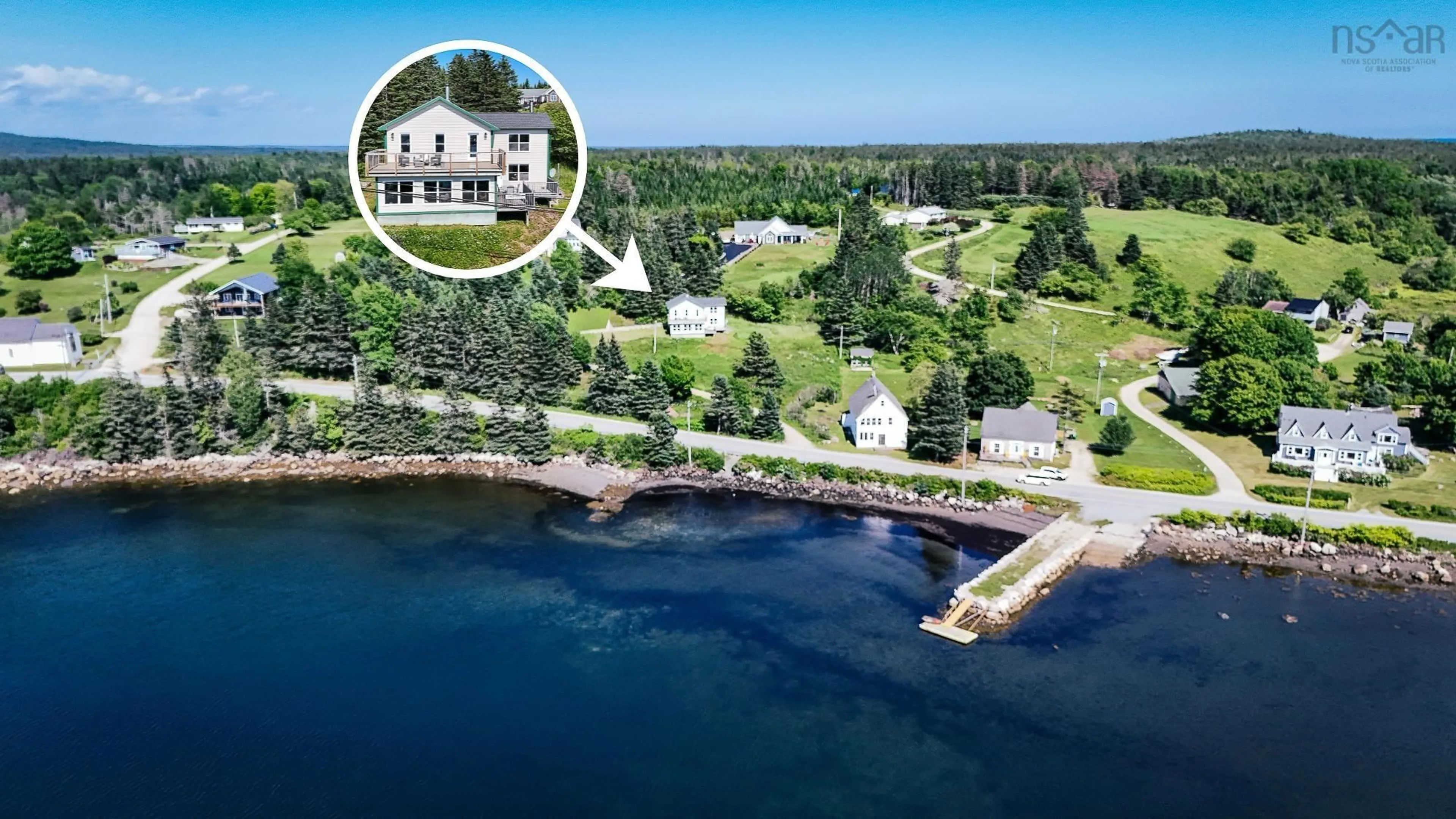 A pic from outside/outdoor area/front of a property/back of a property/a pic from drone, water/lake/river/ocean view for 4932 Highway 329, Blandford Nova Scotia B0J 1T0