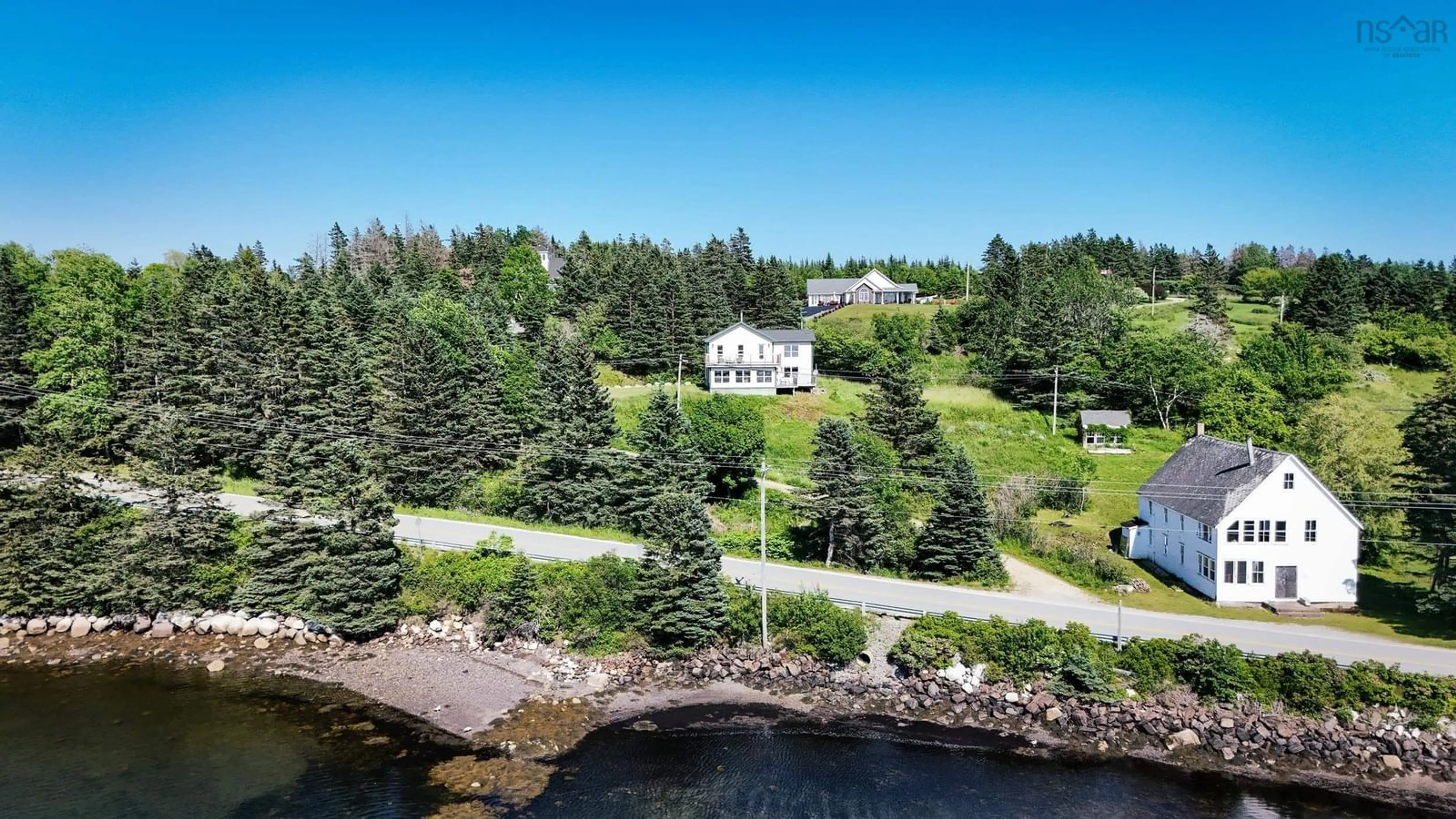 A pic from outside/outdoor area/front of a property/back of a property/a pic from drone, water/lake/river/ocean view for 4932 Highway 329, Blandford Nova Scotia B0J 1T0