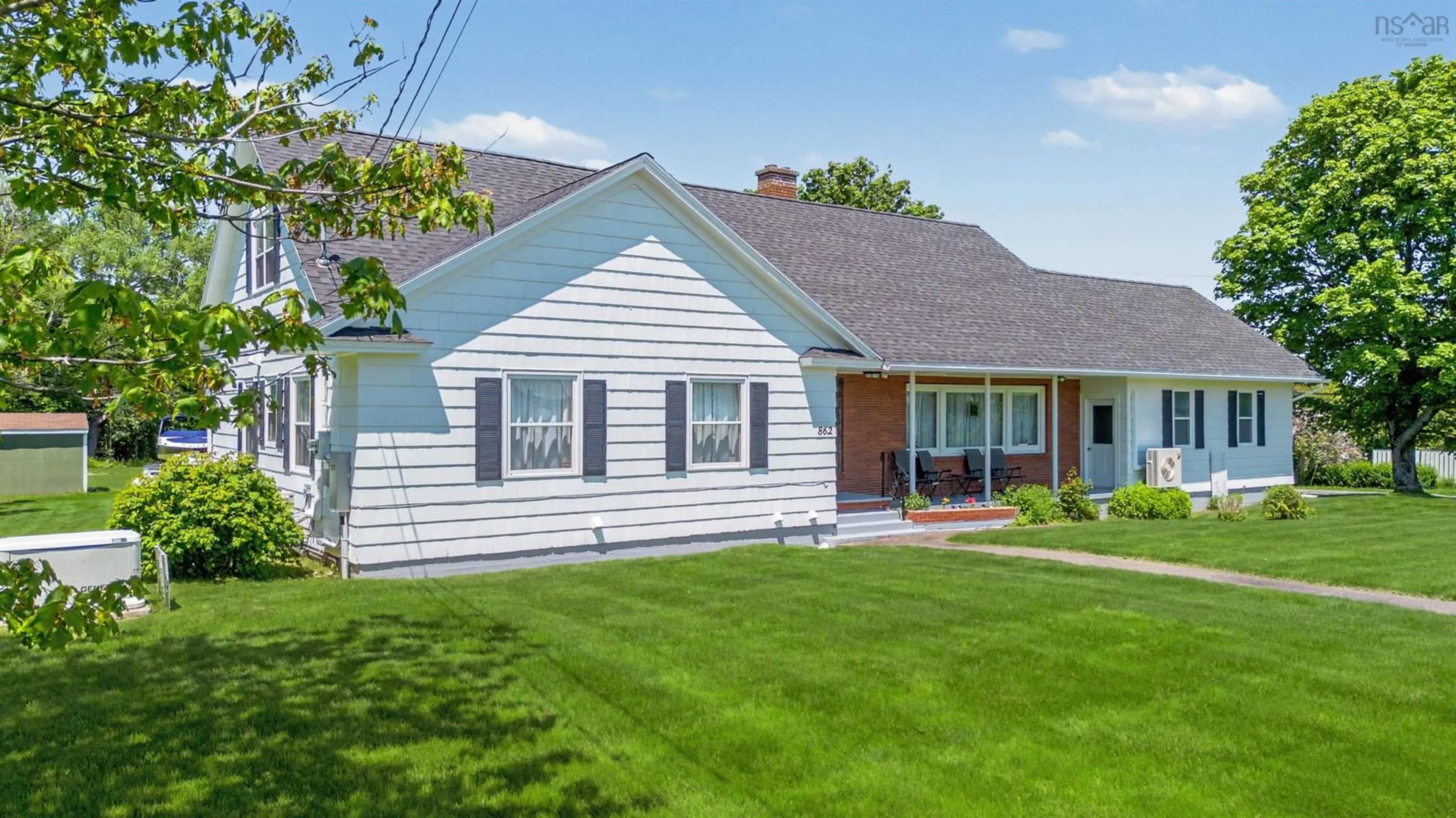 Home with vinyl exterior material, street for 862 Shore Rd, Sydney Mines Nova Scotia B1V 1A6