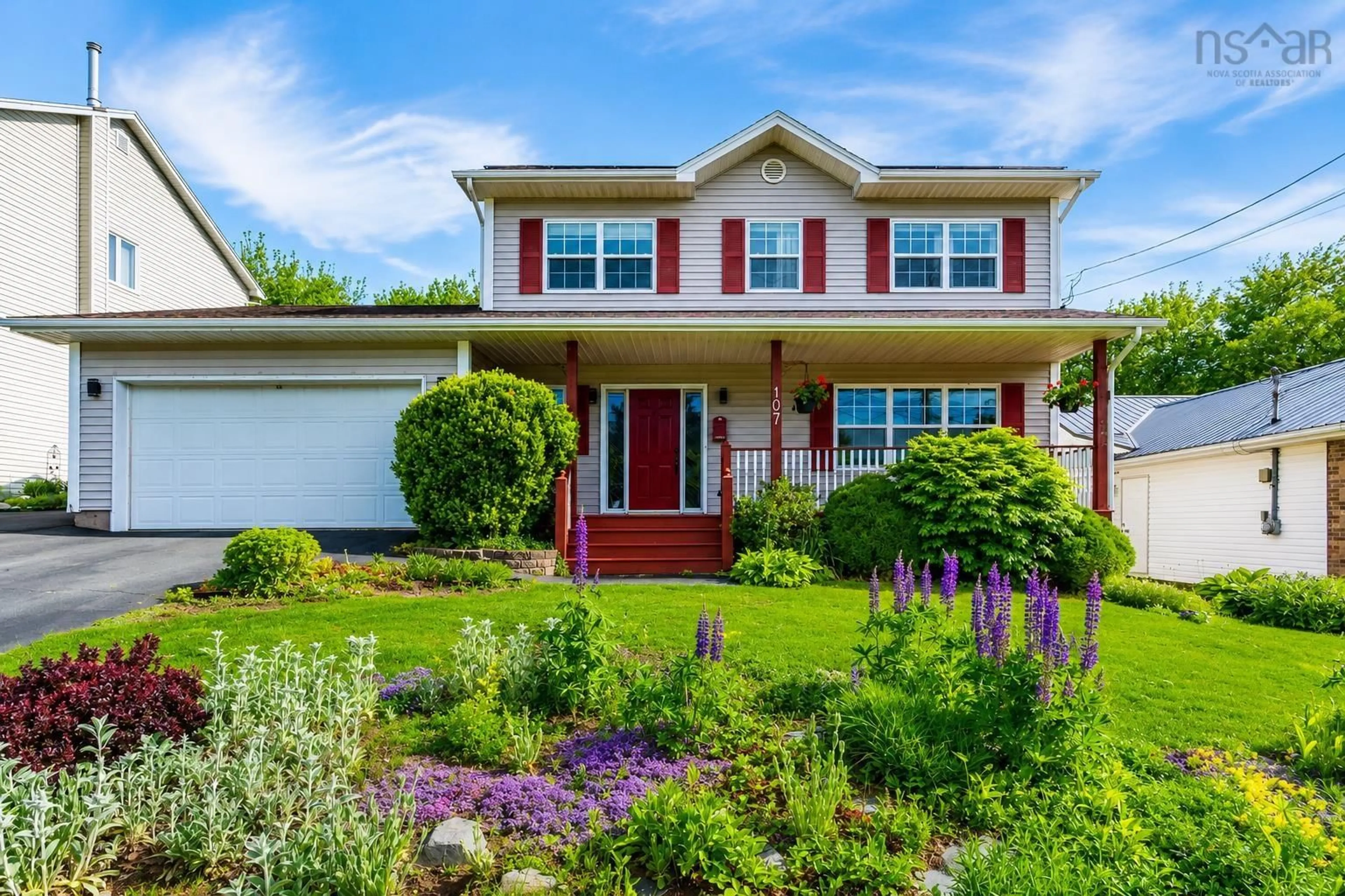 Home with vinyl exterior material, street for 107 Lancaster Dr, Dartmouth Nova Scotia B3A 4X8