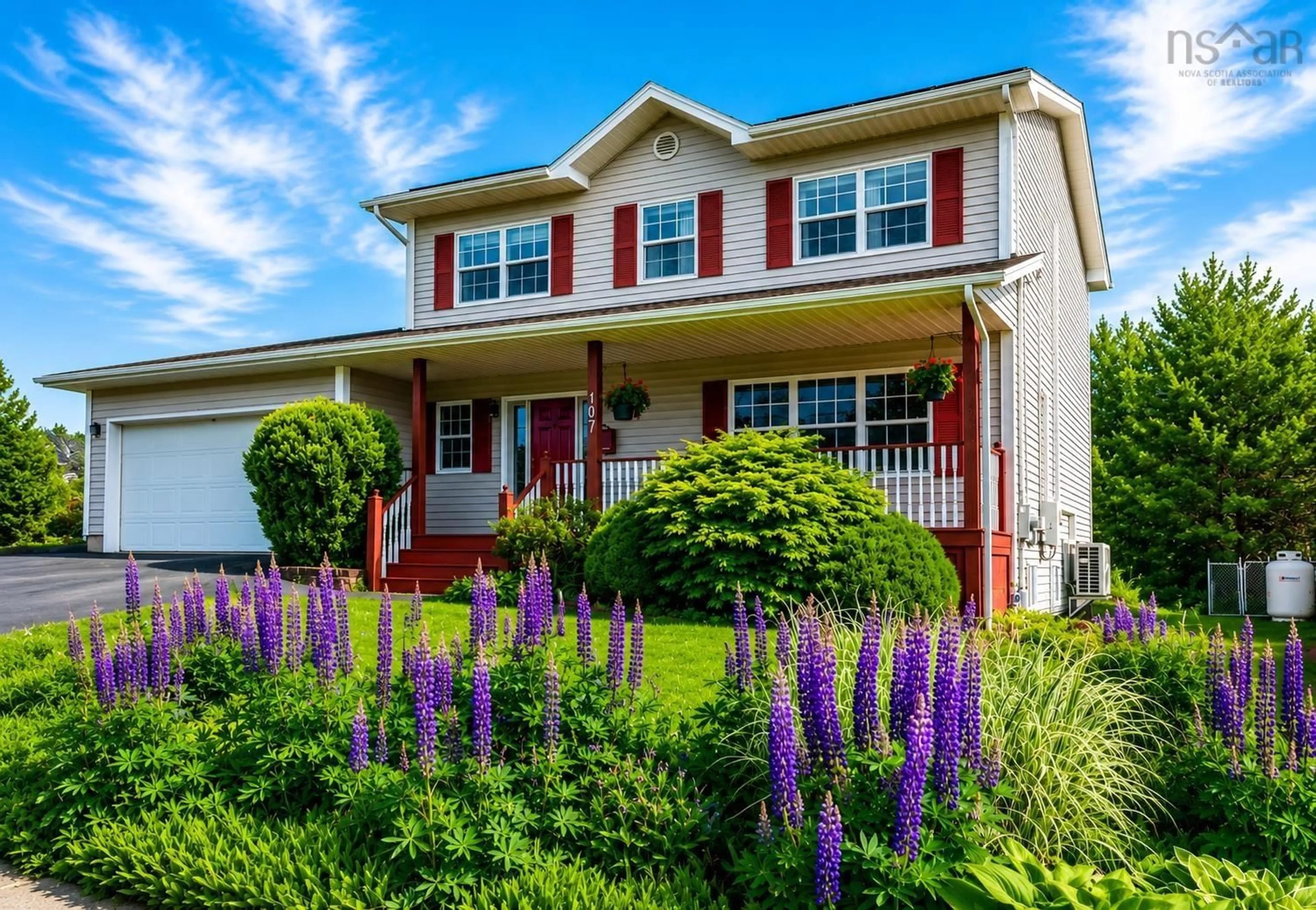 Home with vinyl exterior material, street for 107 Lancaster Dr, Dartmouth Nova Scotia B3A 4X8