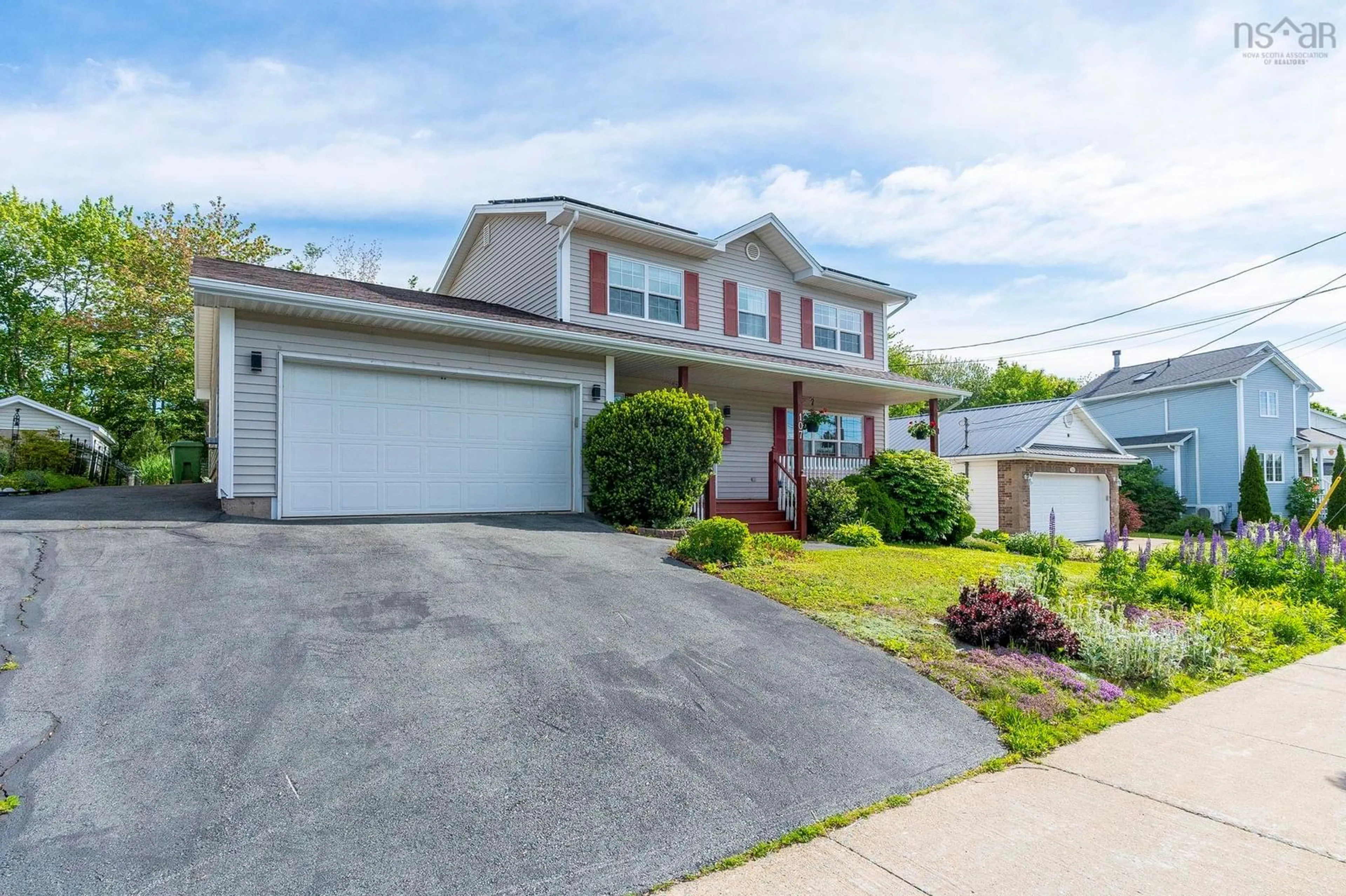 Home with vinyl exterior material, street for 107 Lancaster Dr, Dartmouth Nova Scotia B3A 4X8