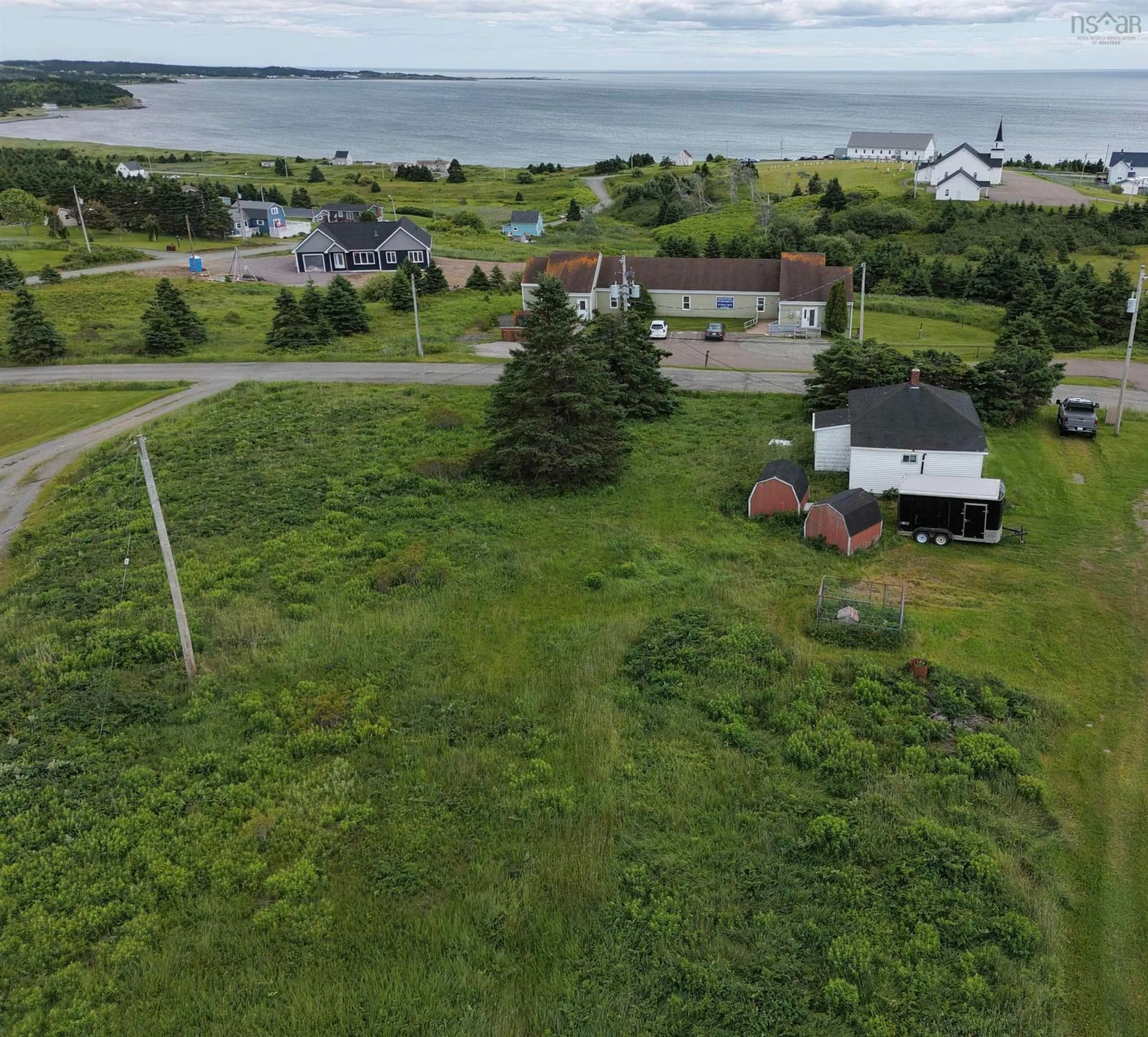 A pic from outside/outdoor area/front of a property/back of a property/a pic from drone, water/lake/river/ocean view for 19 Obrien Rd, L'Ardoise Nova Scotia B0E 1S0
