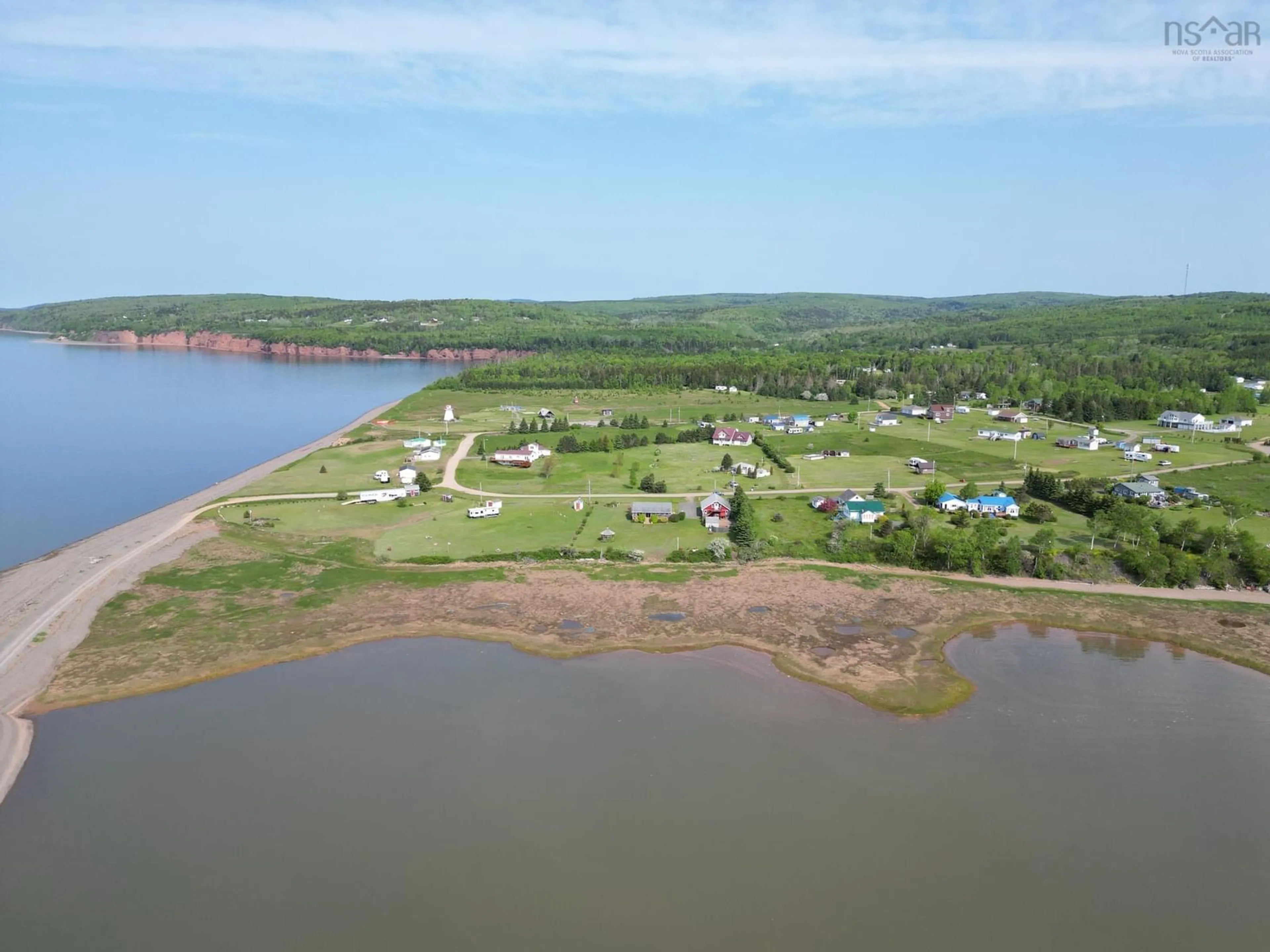 A pic from outside/outdoor area/front of a property/back of a property/a pic from drone, water/lake/river/ocean view for 44 North River Lane, Lower Five Islands Nova Scotia B0M 1N0