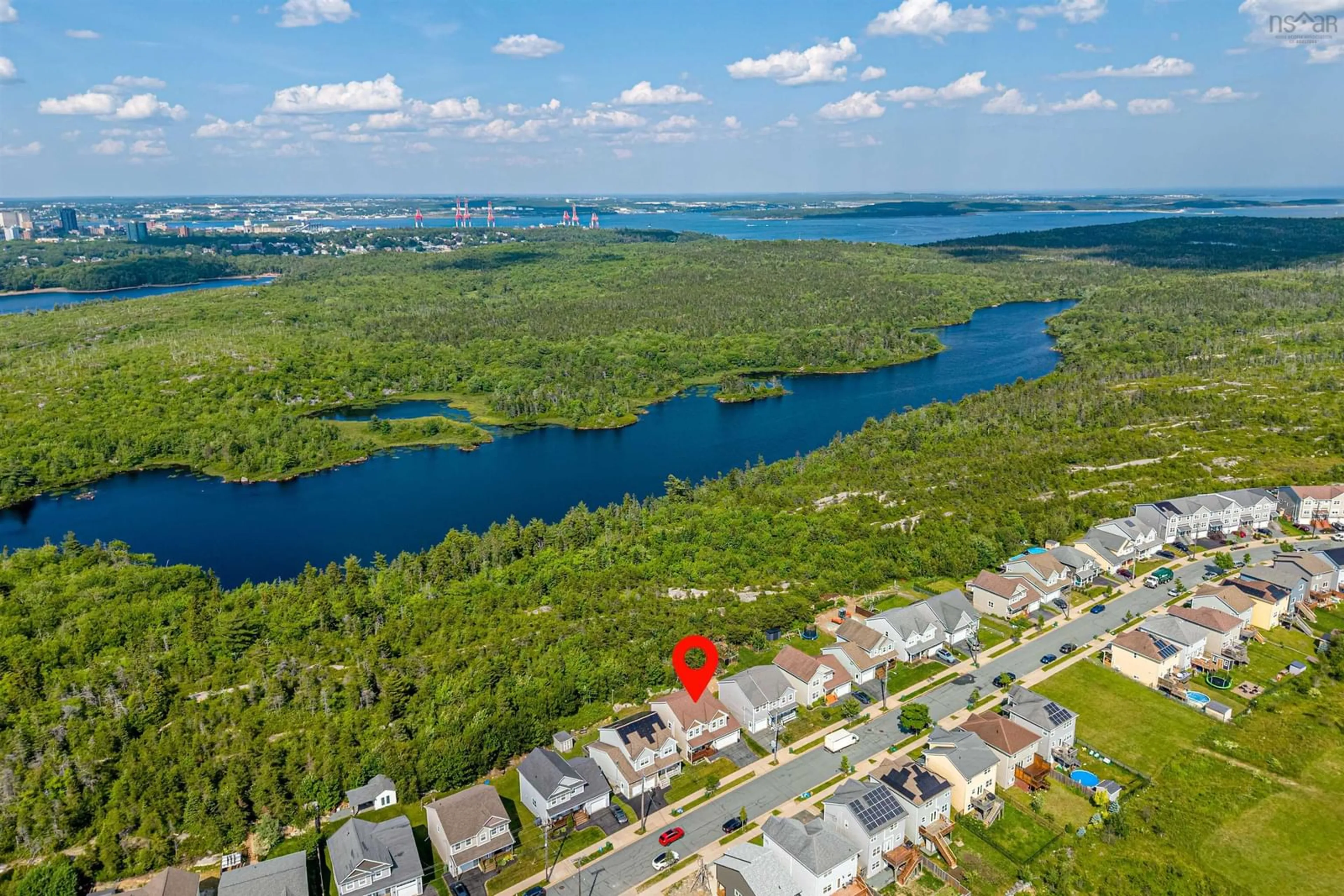 A pic from outside/outdoor area/front of a property/back of a property/a pic from drone, water/lake/river/ocean view for 114 Alabaster Way, Halifax Nova Scotia B3P 0E6