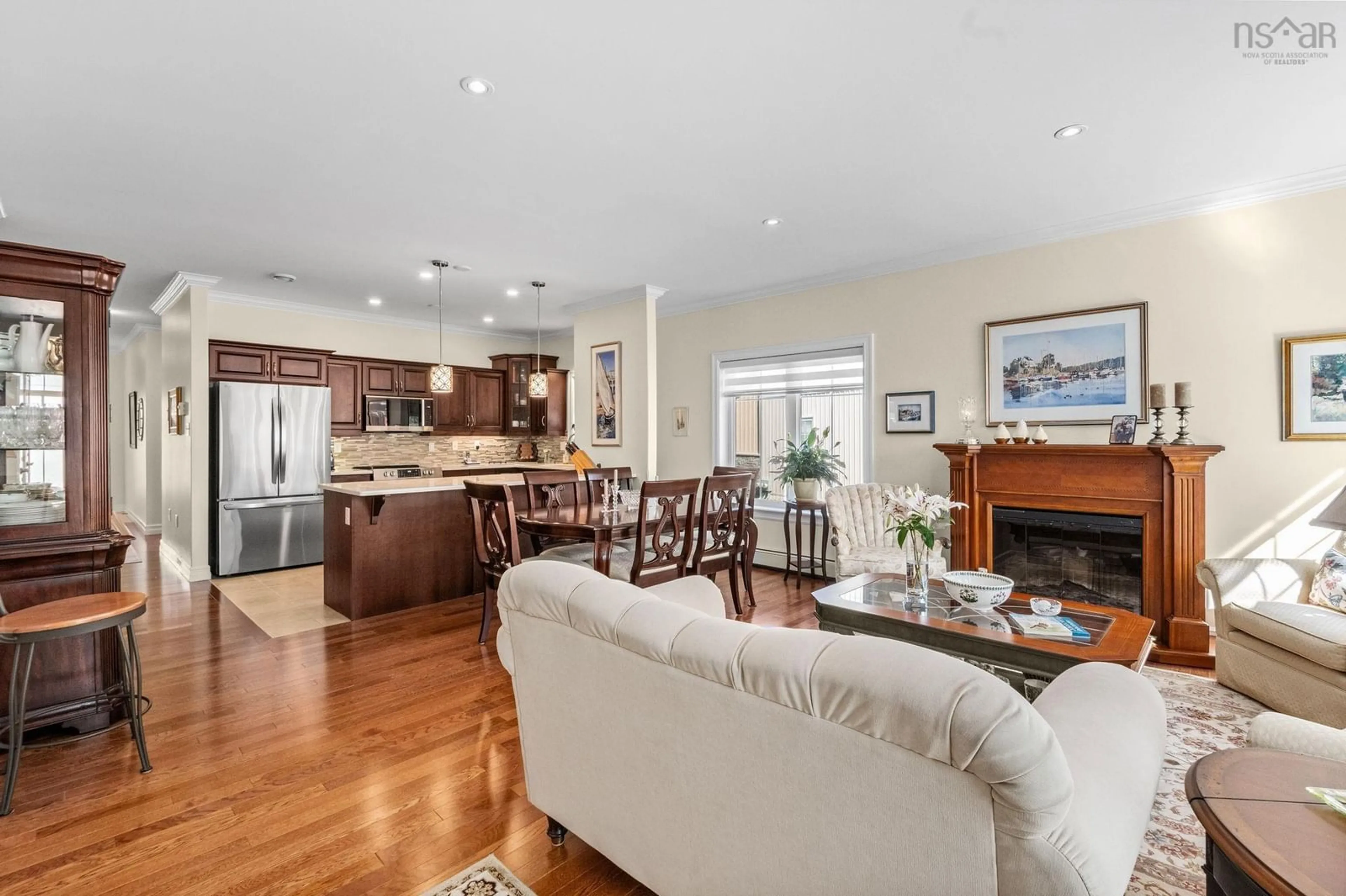Open concept kitchen, wood/laminate floor for 46 Castlestone Dr, Bedford Nova Scotia B4B 0J4