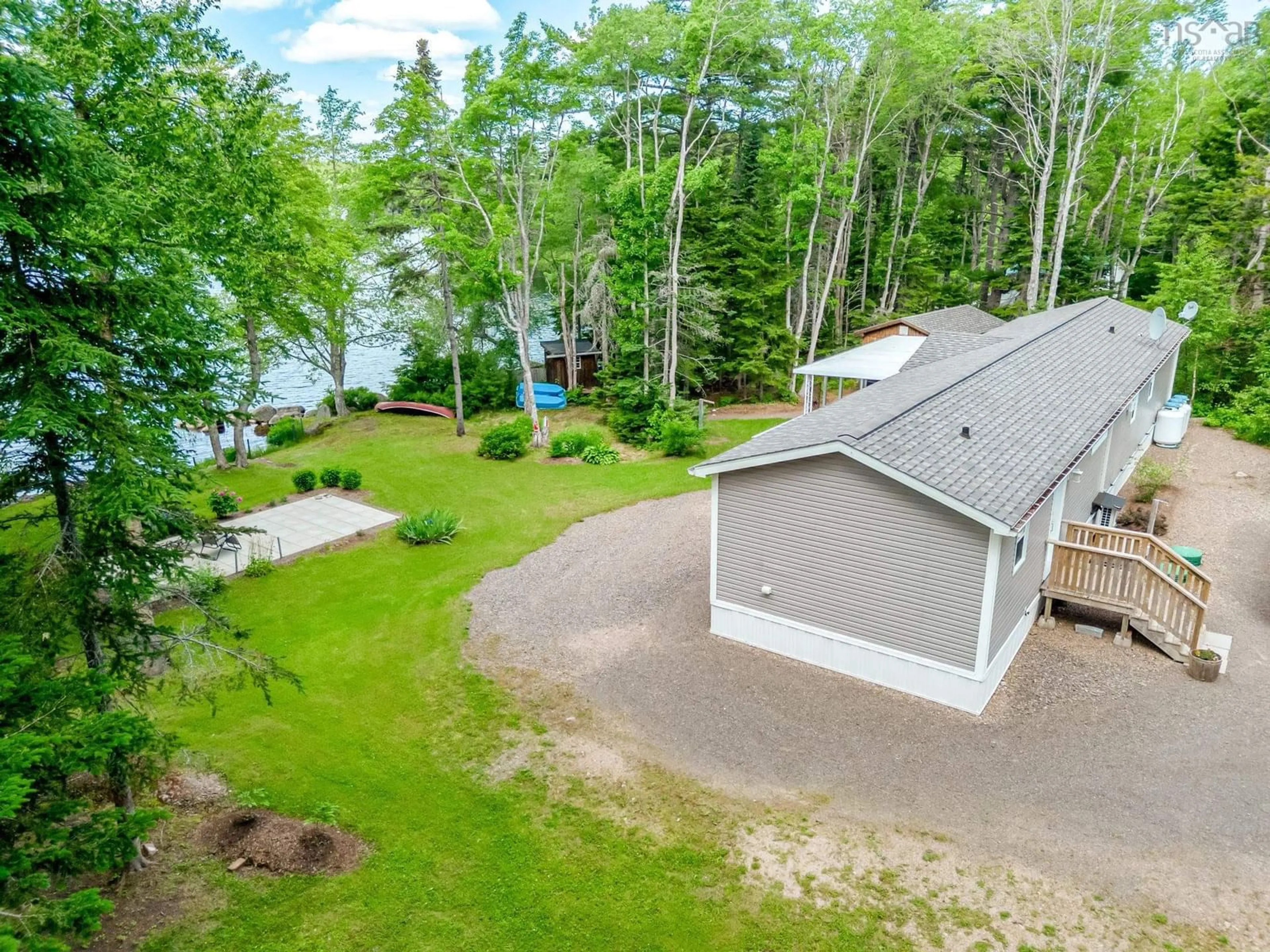 A pic from outside/outdoor area/front of a property/back of a property/a pic from drone, water/lake/river/ocean view for 633 Adams Rd, New Albany Nova Scotia B0S 1P0