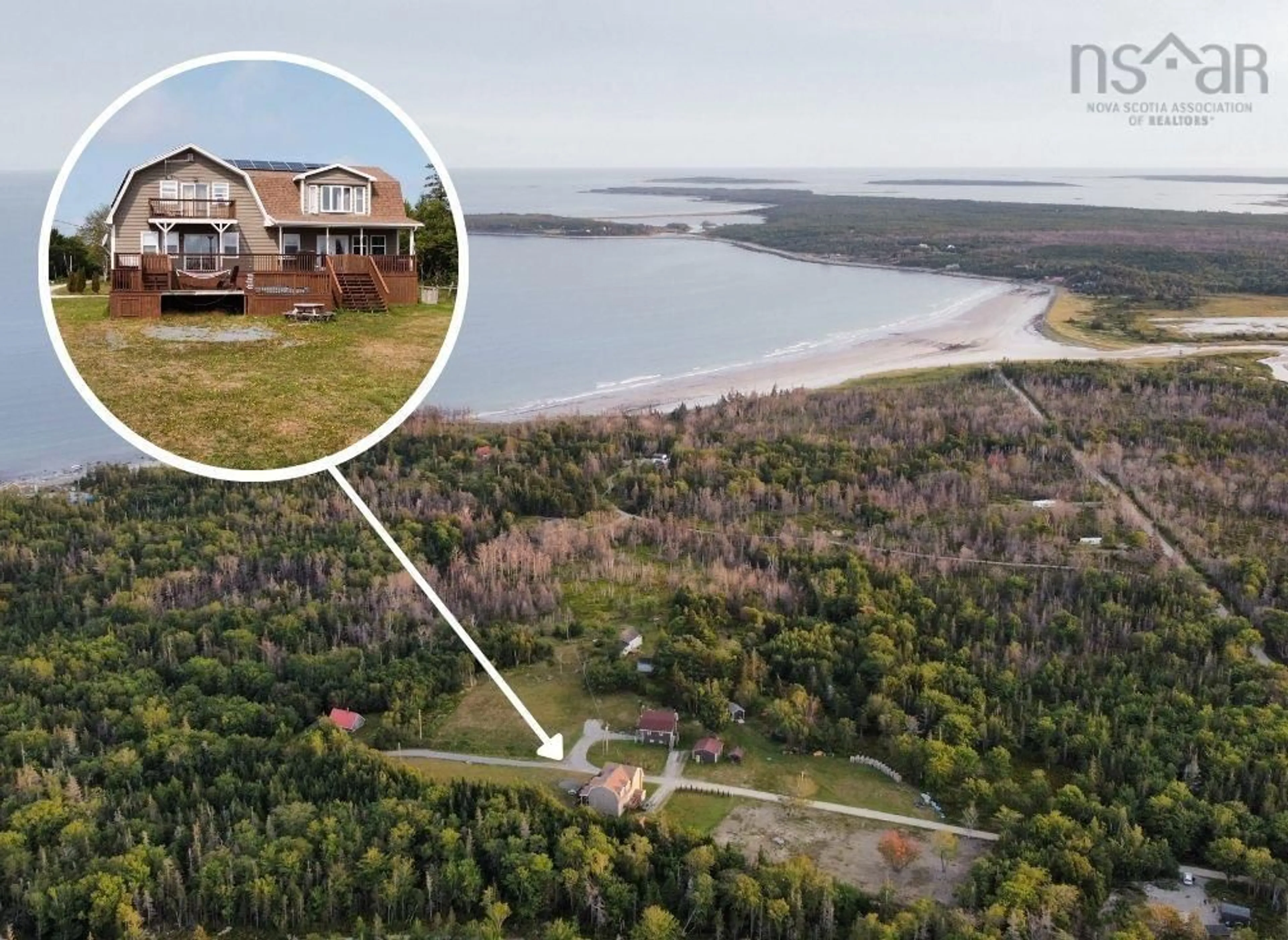 A pic from outside/outdoor area/front of a property/back of a property/a pic from drone, water/lake/river/ocean view for 47 Paces Lane, Roseway Nova Scotia B0T 1W0