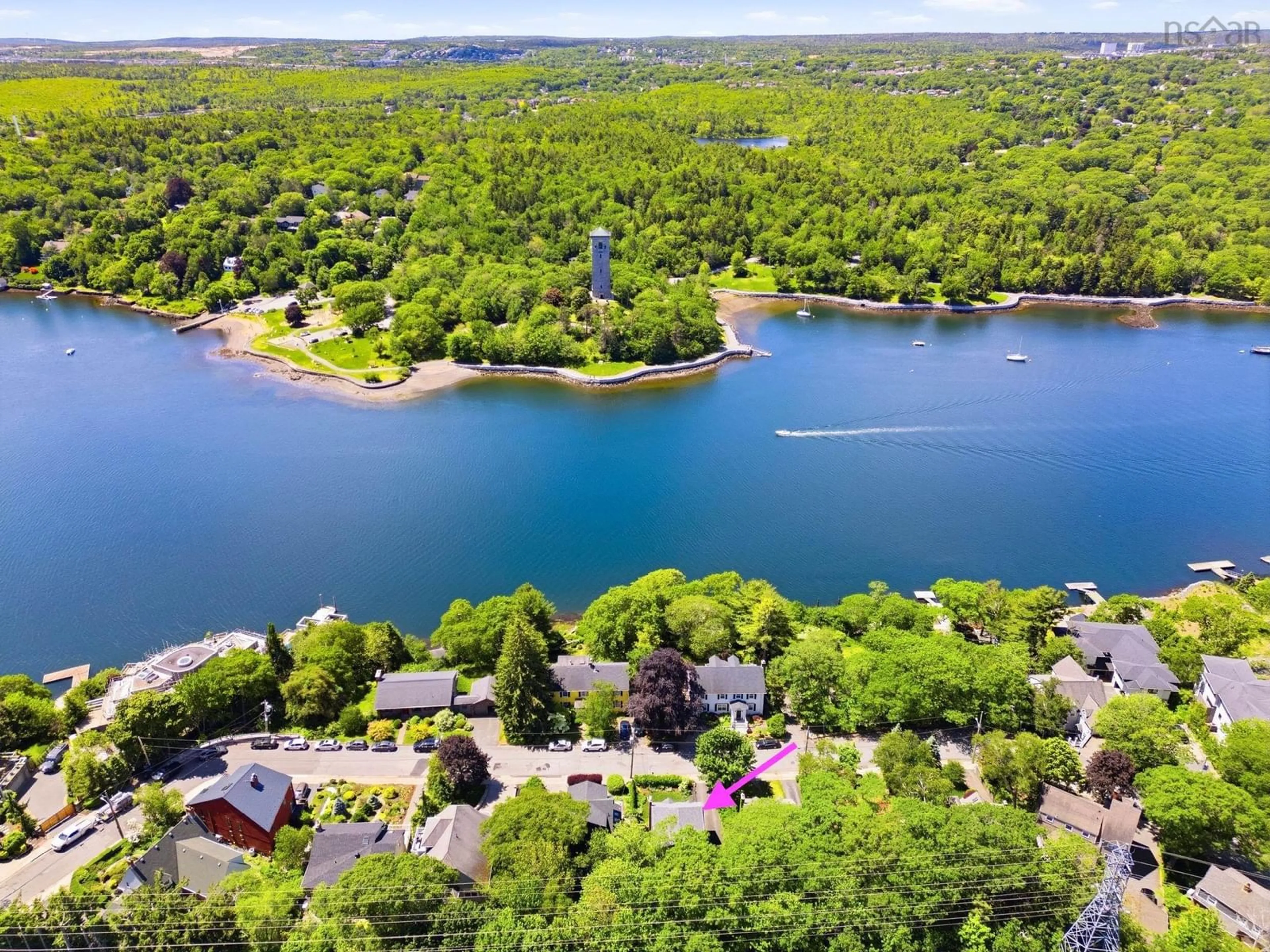 A pic from outside/outdoor area/front of a property/back of a property/a pic from drone, water/lake/river/ocean view for 1135 Rockcliffe St, Halifax Nova Scotia B3H 3Y7