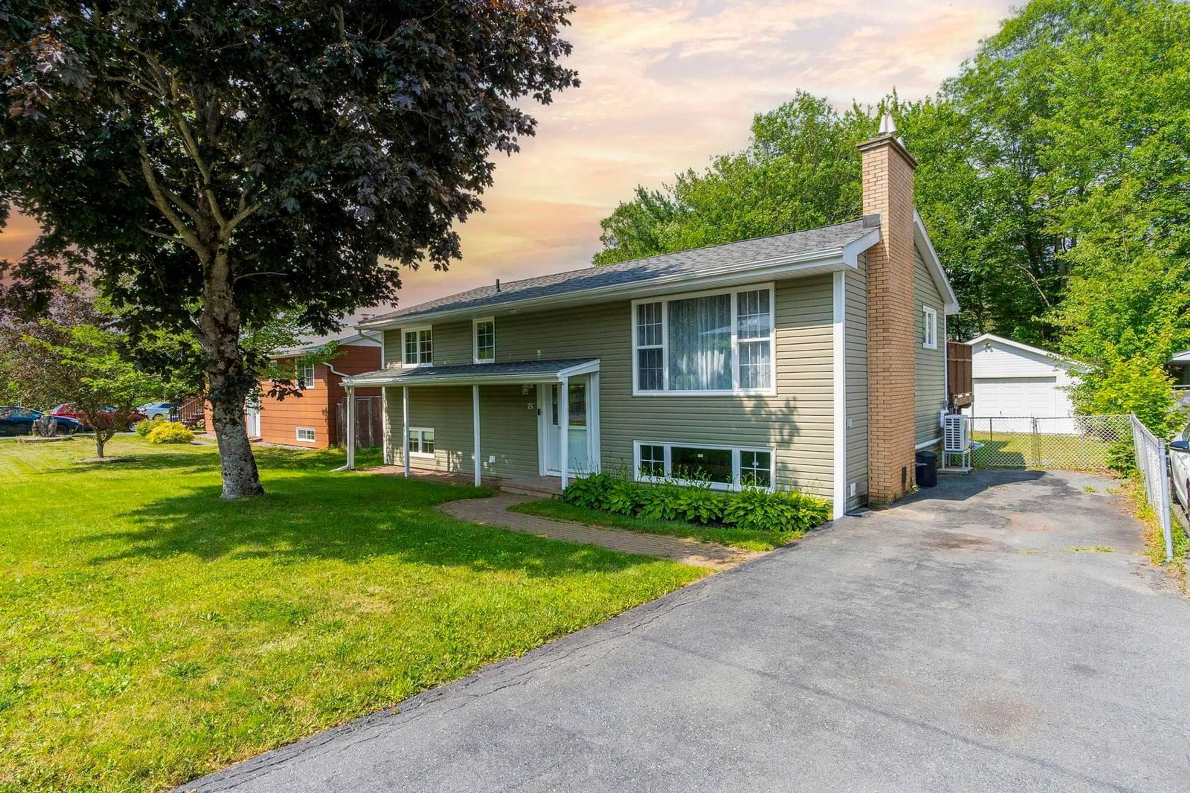 Home with vinyl exterior material, street for 75 Shea St, Lower Sackville Nova Scotia B4C 2B2