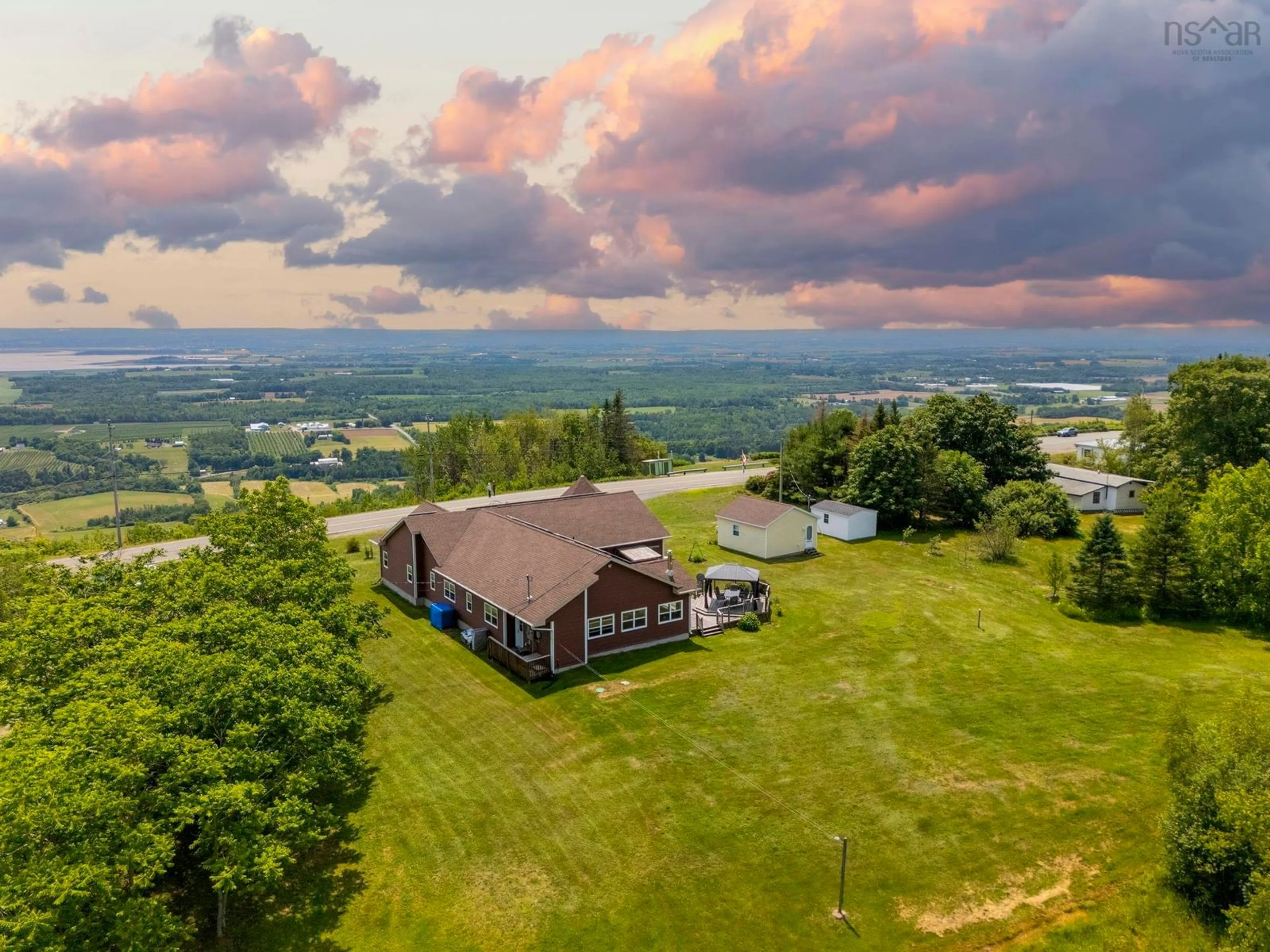 A pic from outside/outdoor area/front of a property/back of a property/a pic from drone, mountain view for 3419 Hwy 358, Arlington Nova Scotia B0P 1H0