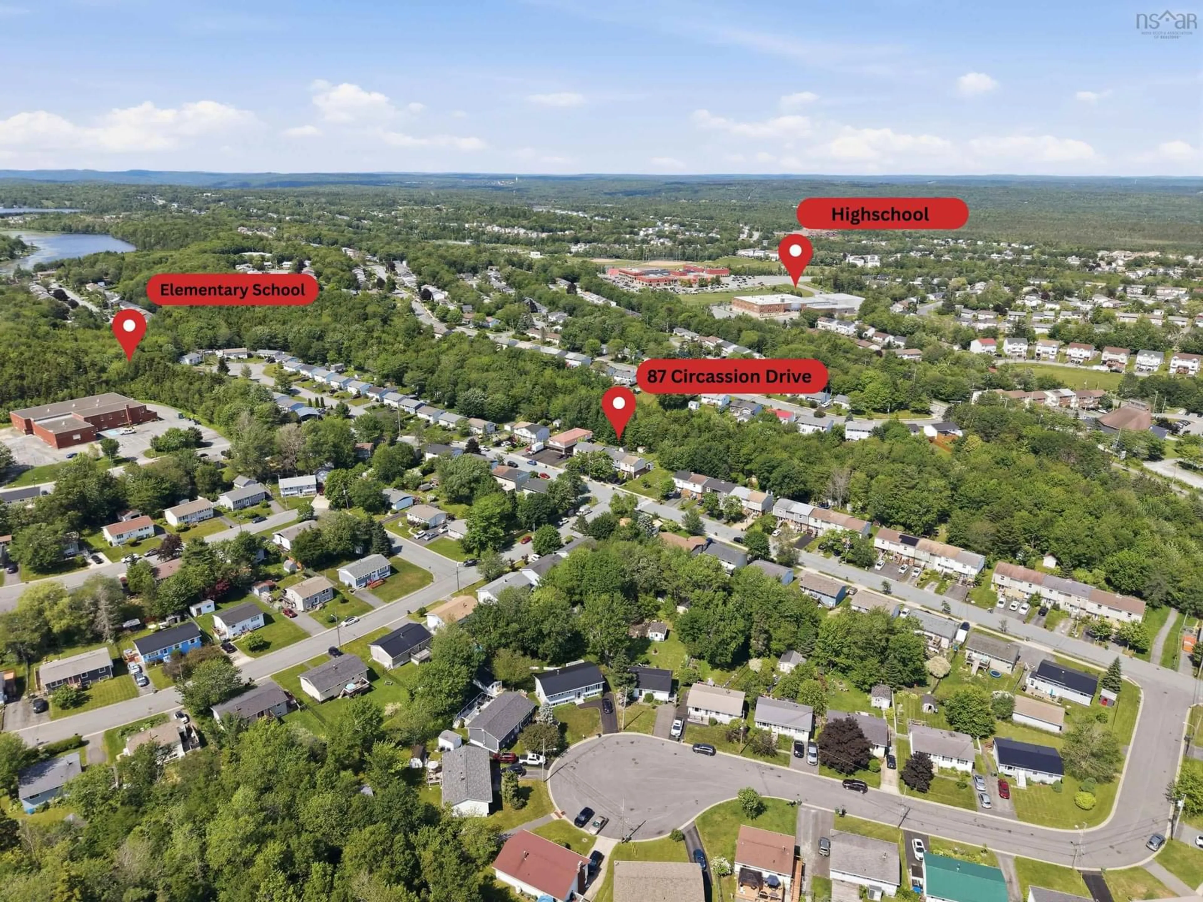 A pic from outside/outdoor area/front of a property/back of a property/a pic from drone, water/lake/river/ocean view for 87 Circassion Dr, Dartmouth Nova Scotia B2W 4N5