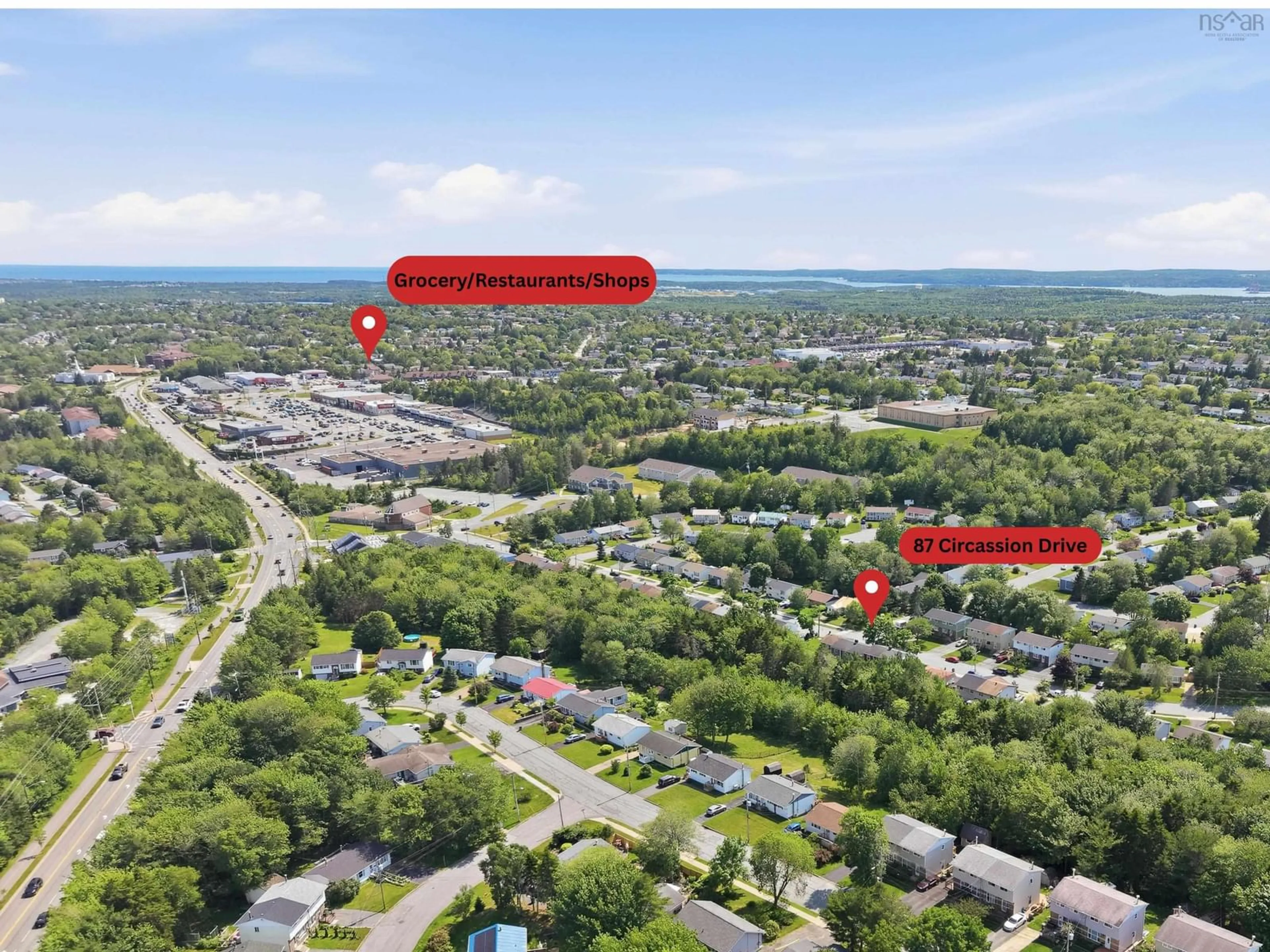 A pic from outside/outdoor area/front of a property/back of a property/a pic from drone, street for 87 Circassion Dr, Dartmouth Nova Scotia B2W 4N5