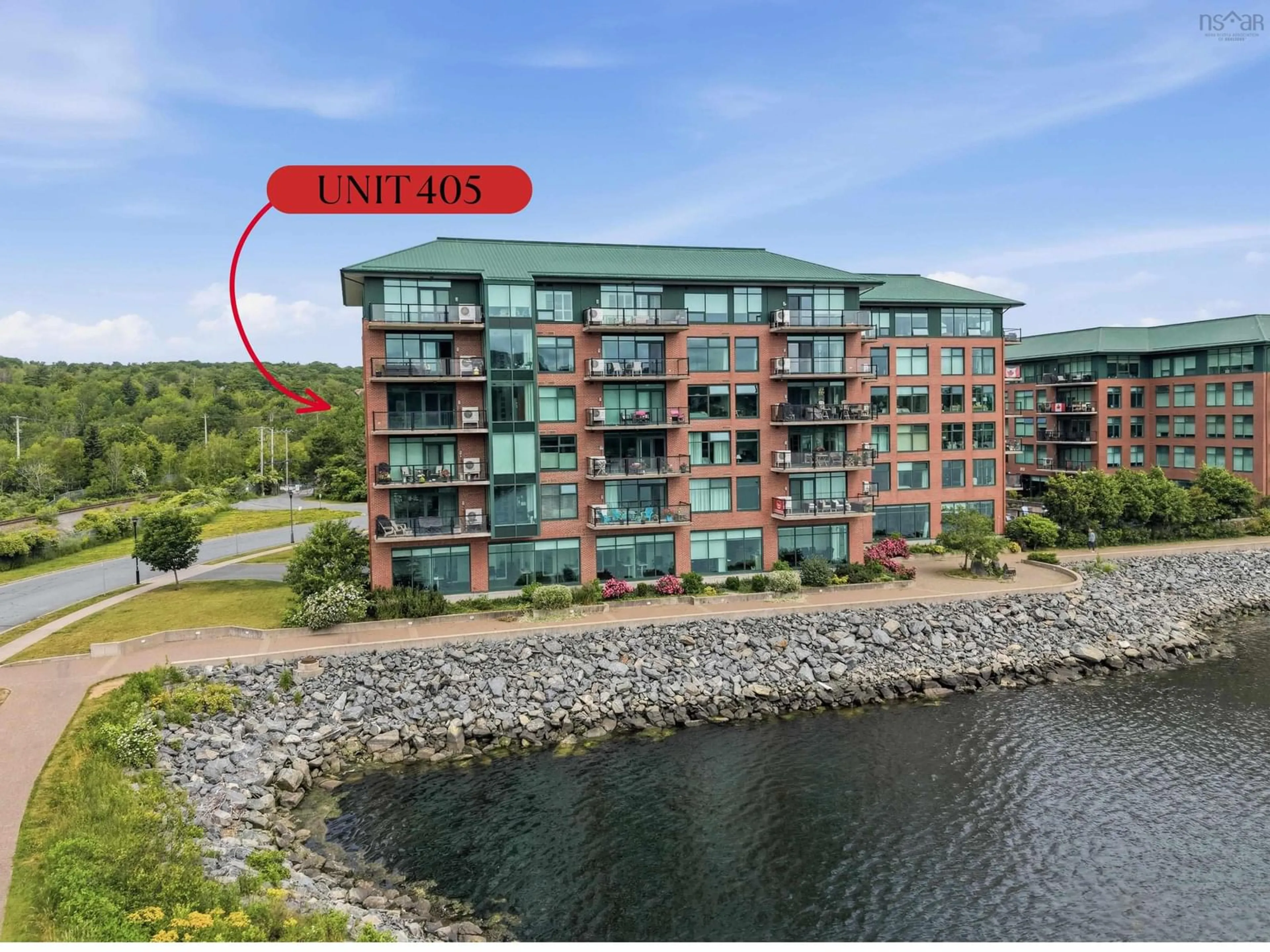 A pic from outside/outdoor area/front of a property/back of a property/a pic from drone, water/lake/river/ocean view for 220 Waterfront Dr #405, Bedford Nova Scotia B4A 0H3