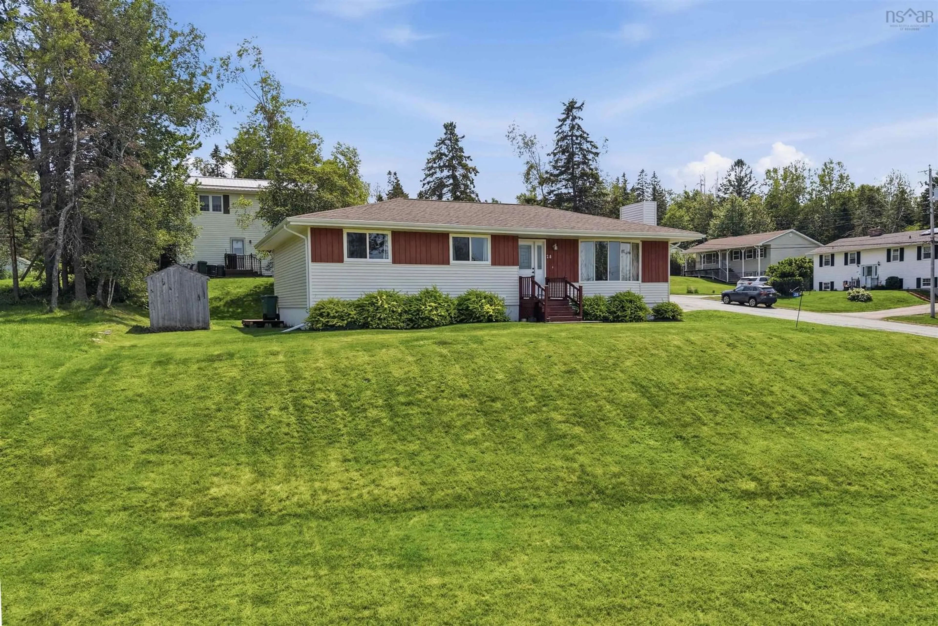 A pic from outside/outdoor area/front of a property/back of a property/a pic from drone, unknown for 28 Evergreen Crt, Salmon River Nova Scotia B2N 5H9