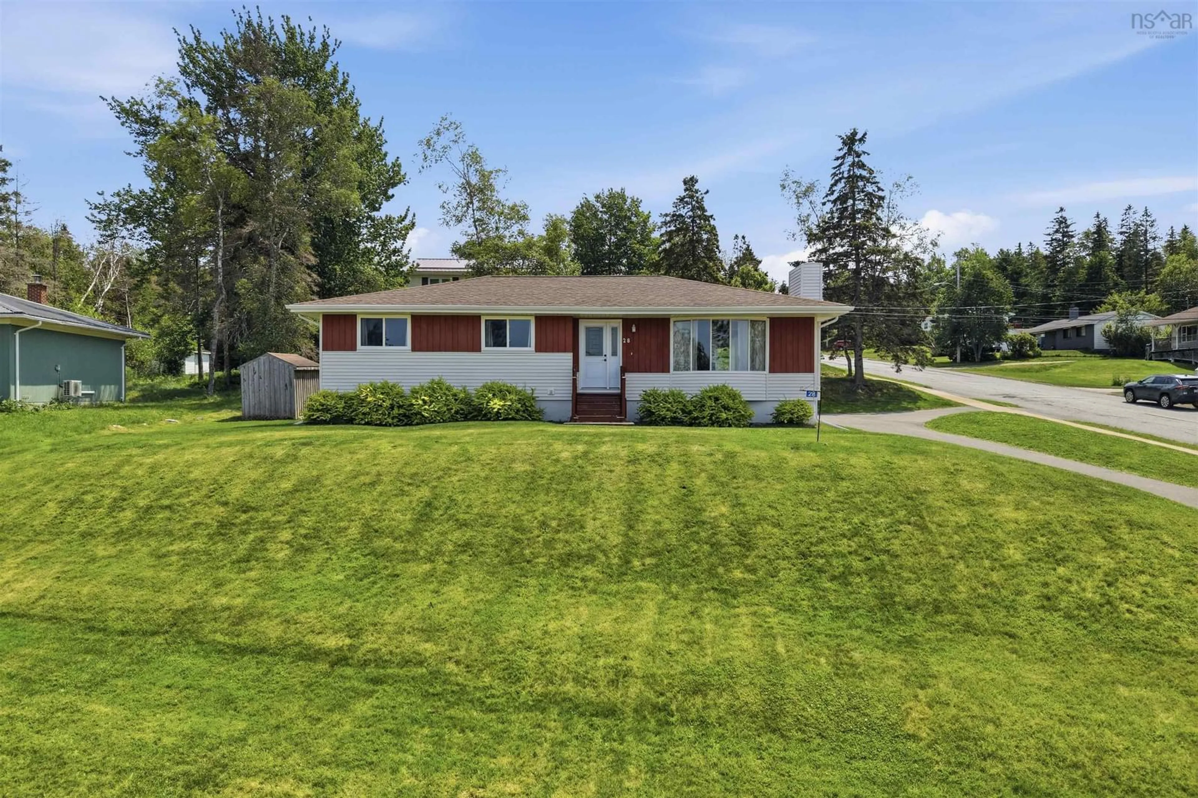 A pic from outside/outdoor area/front of a property/back of a property/a pic from drone, street for 28 Evergreen Crt, Salmon River Nova Scotia B2N 5H9