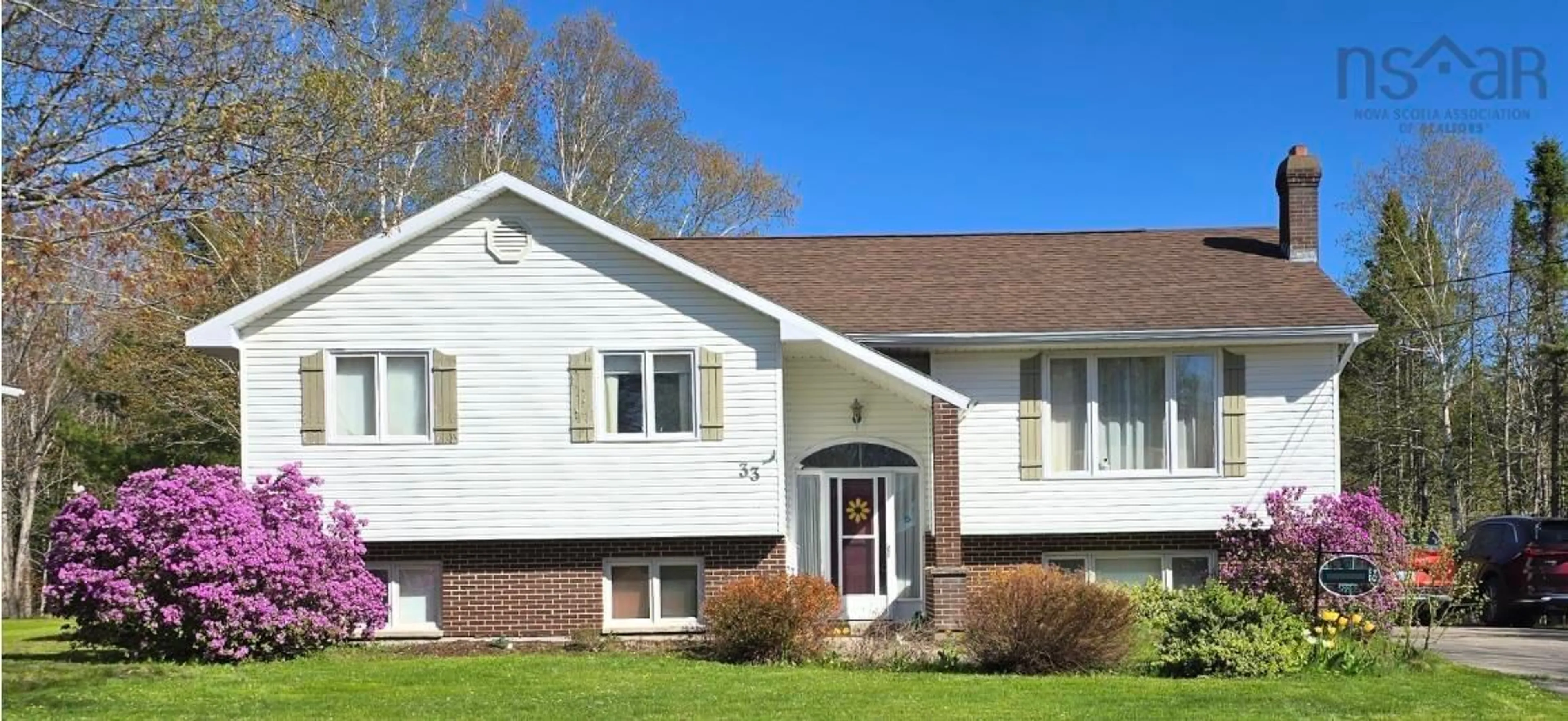 Home with vinyl exterior material, street for 33 Carmichael Dr, Sydney River Nova Scotia B1S 3K3