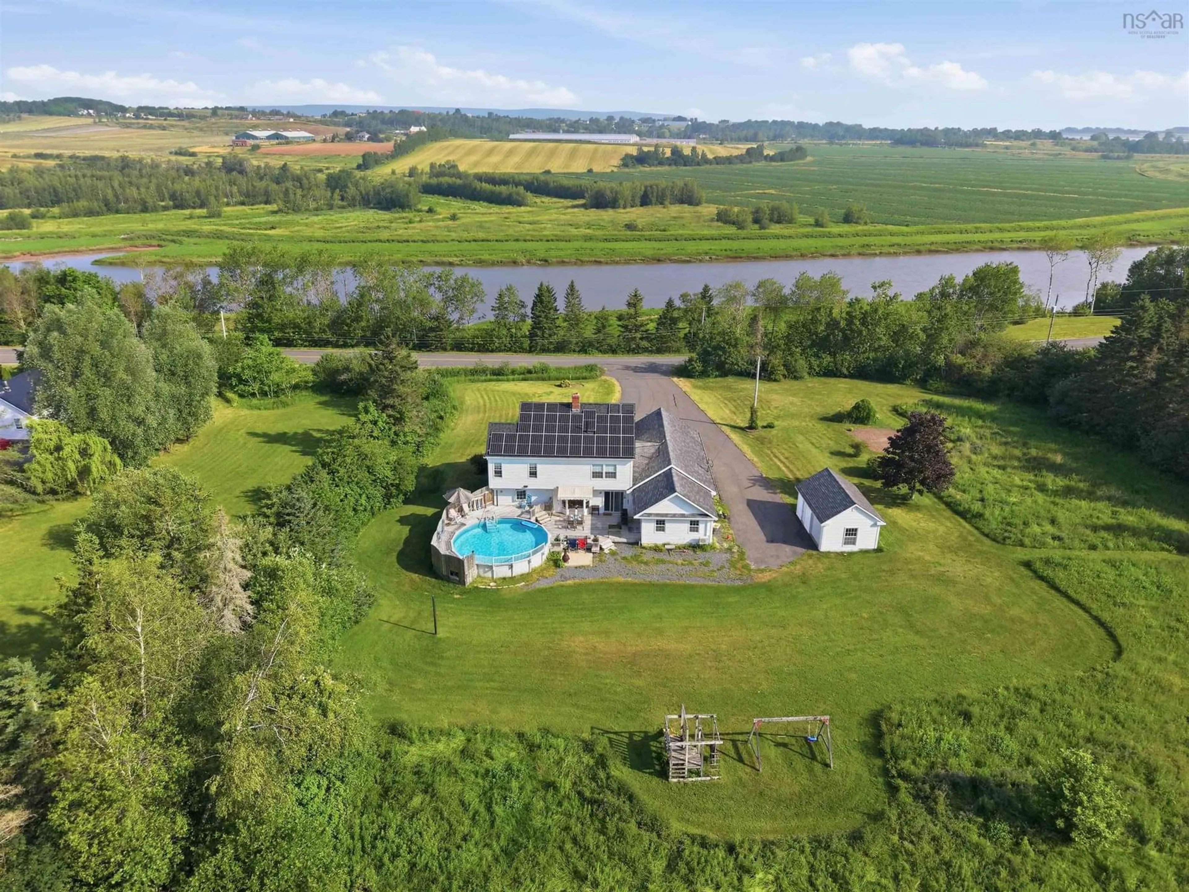 A pic from outside/outdoor area/front of a property/back of a property/a pic from drone, water/lake/river/ocean view for 1886 Gaspereau River Rd, Wallbrook Nova Scotia B4P 0K7