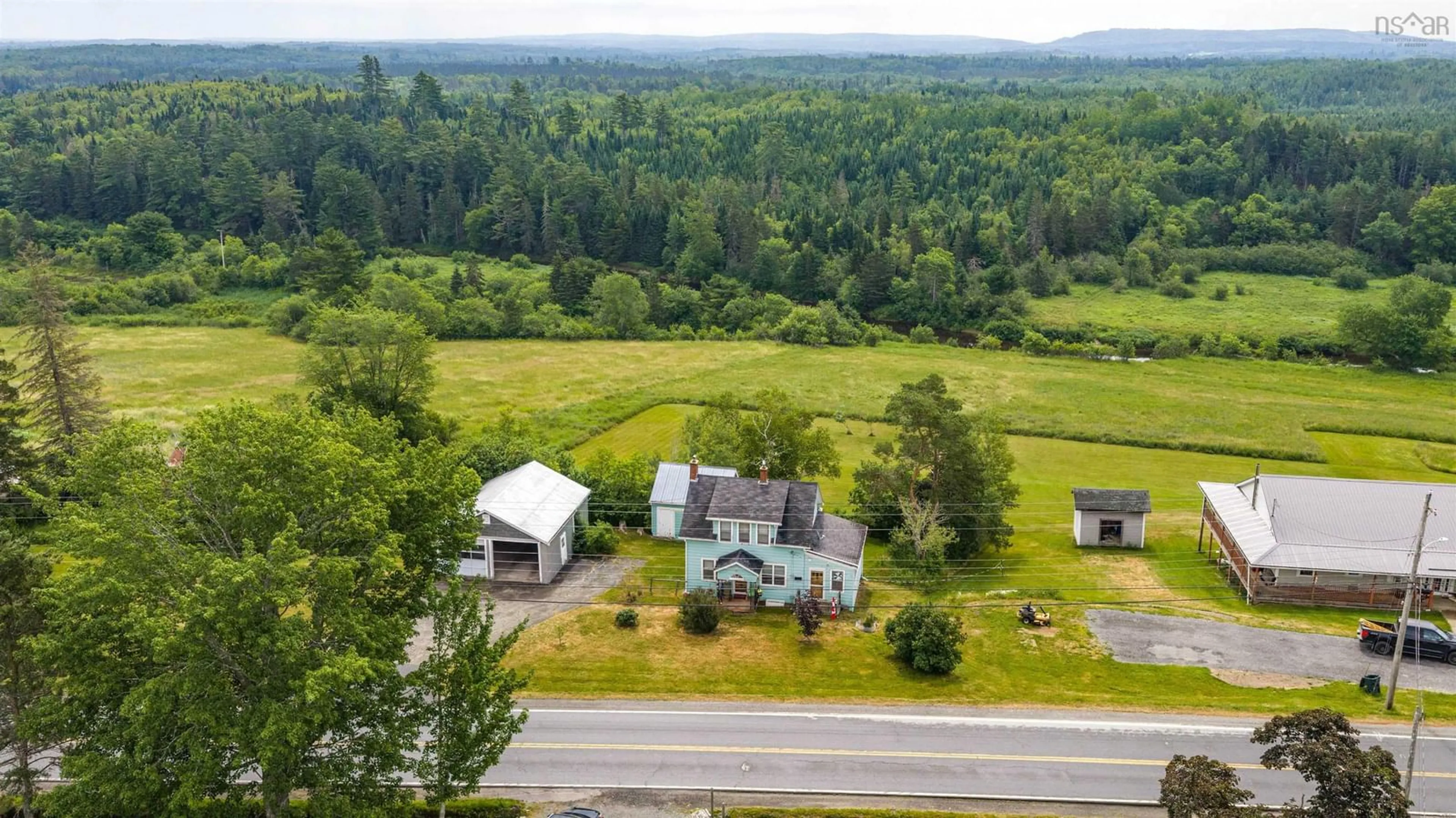 A pic from outside/outdoor area/front of a property/back of a property/a pic from drone, mountain view for 4322 Highway 236, Kennetcook Nova Scotia B0N 1T0