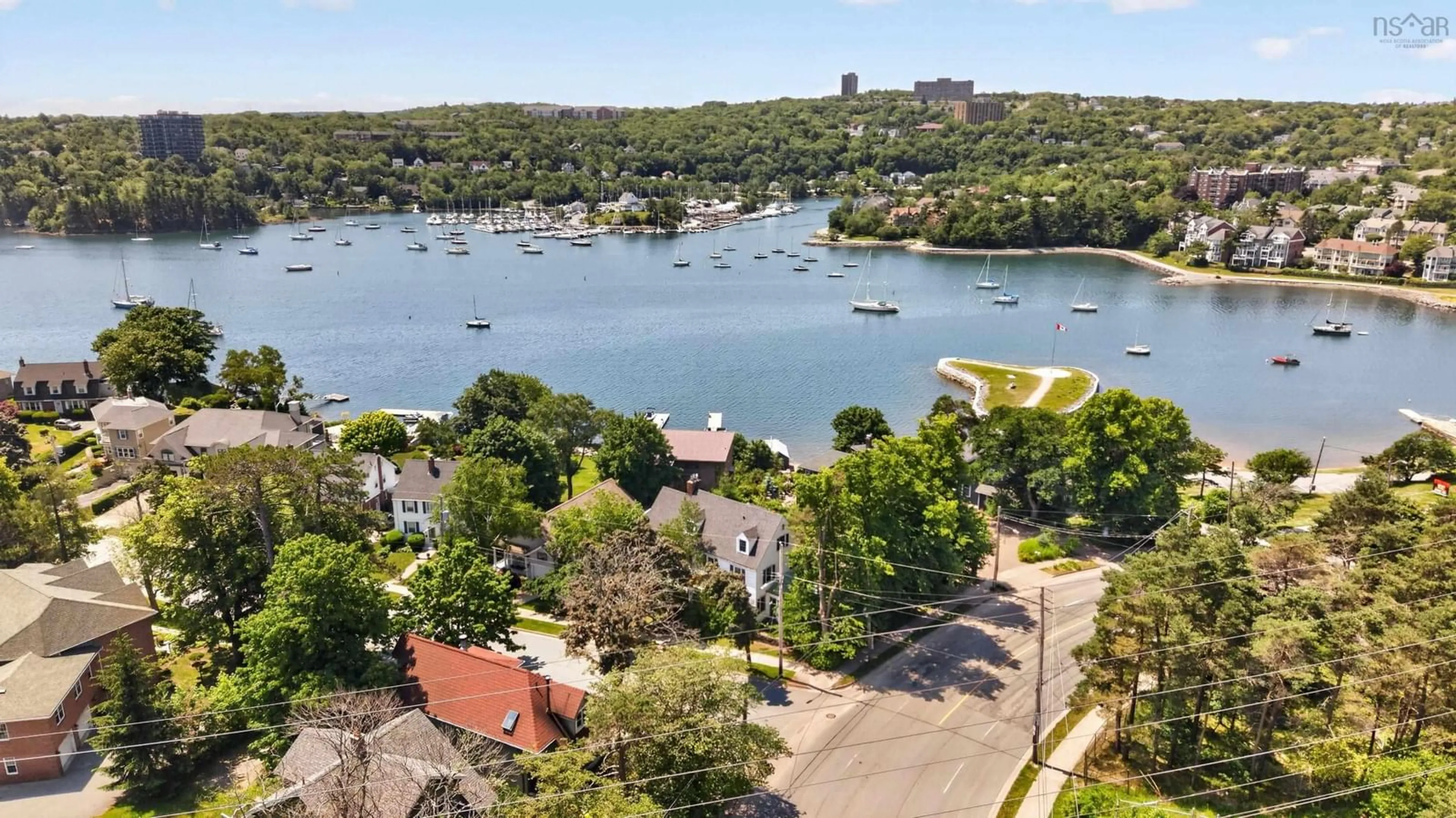 A pic from outside/outdoor area/front of a property/back of a property/a pic from drone, water/lake/river/ocean view for 7020 Armview Ave, Halifax Nova Scotia B3H 2M4