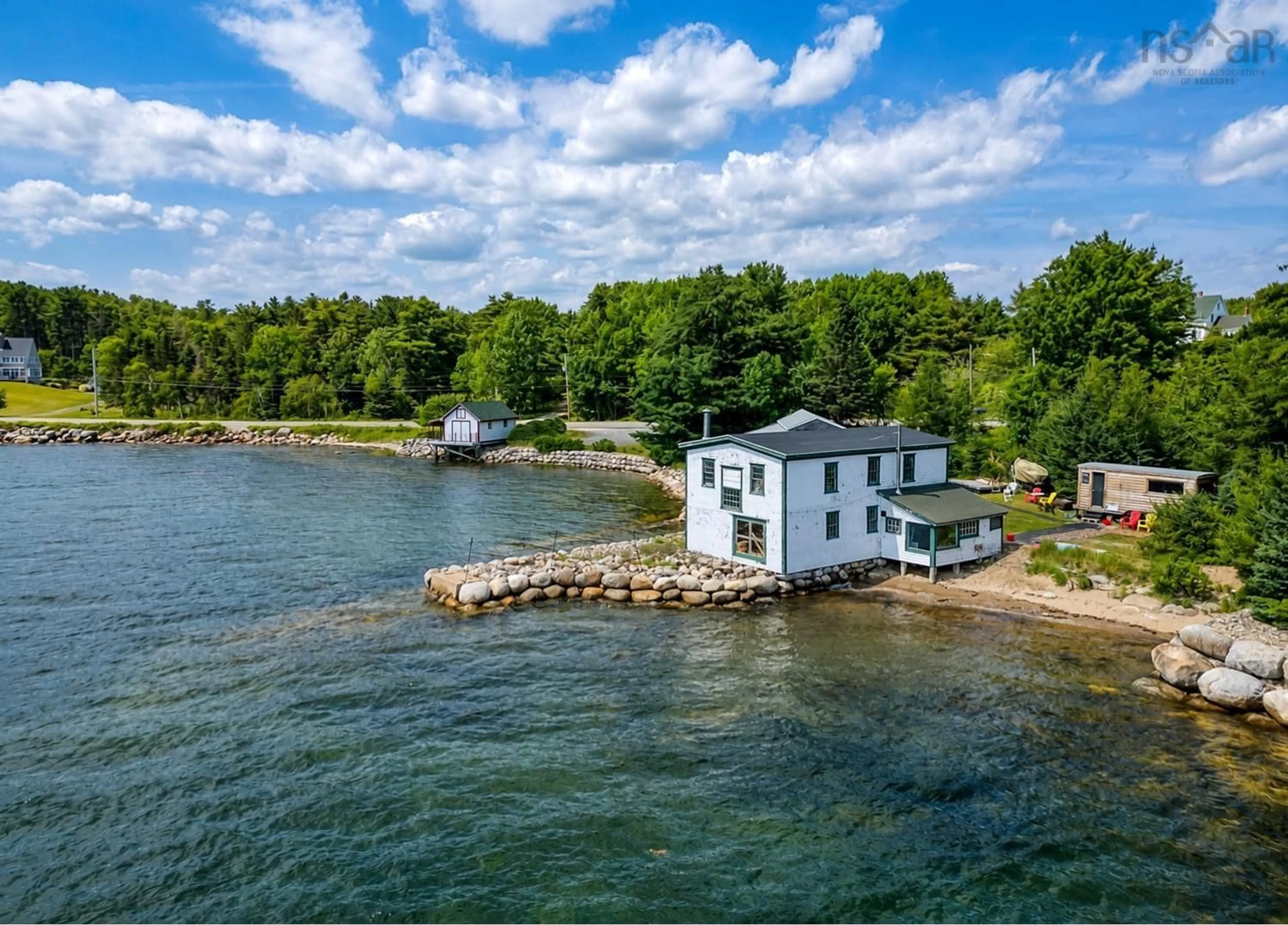 A pic from outside/outdoor area/front of a property/back of a property/a pic from drone, water/lake/river/ocean view for 1036 Oakland Rd, Oakland Nova Scotia B0J 2E0