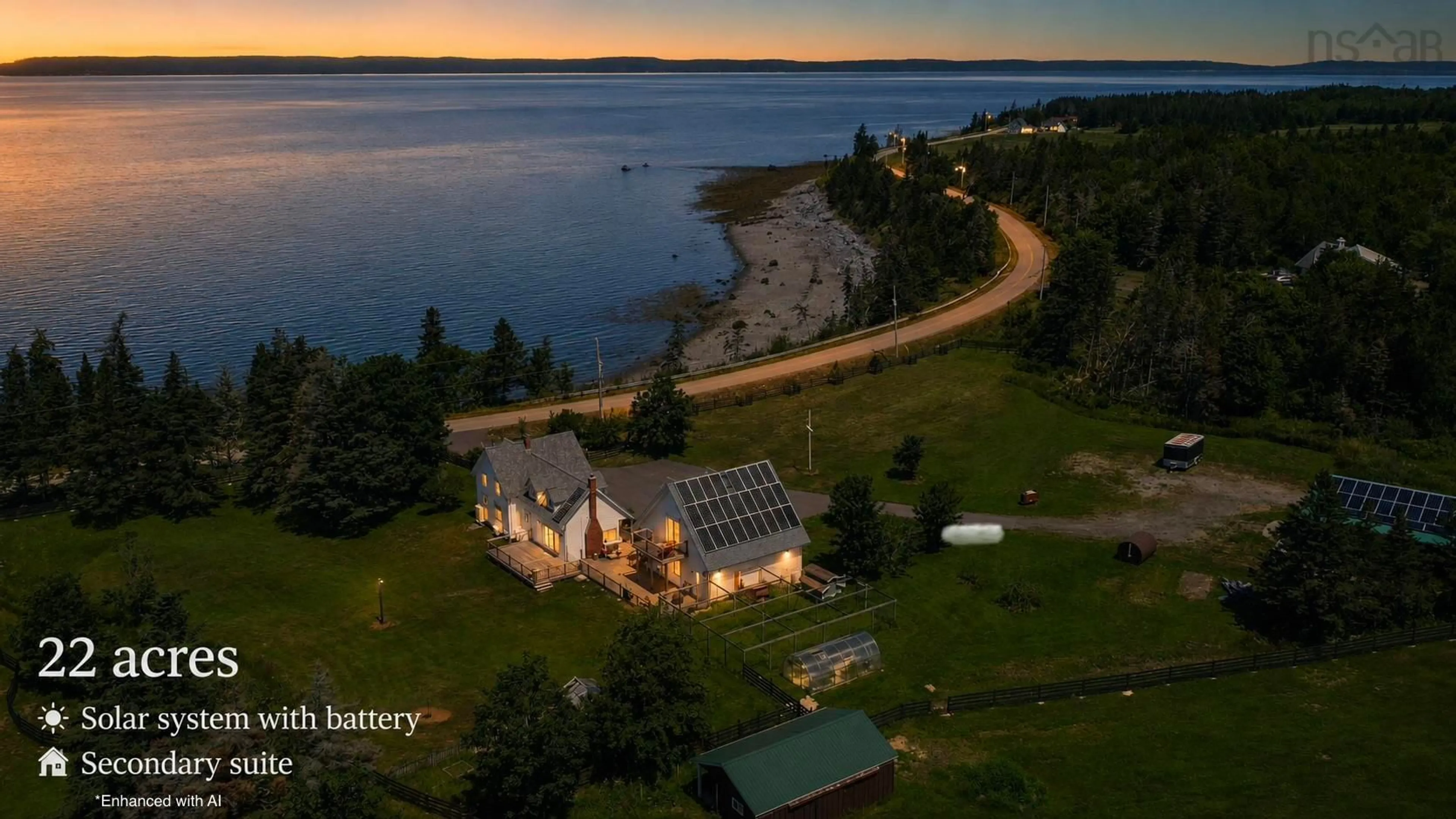 A pic from outside/outdoor area/front of a property/back of a property/a pic from drone, water/lake/river/ocean view for 502 Riverside Rd, New Edinburgh Nova Scotia B0W 3T0