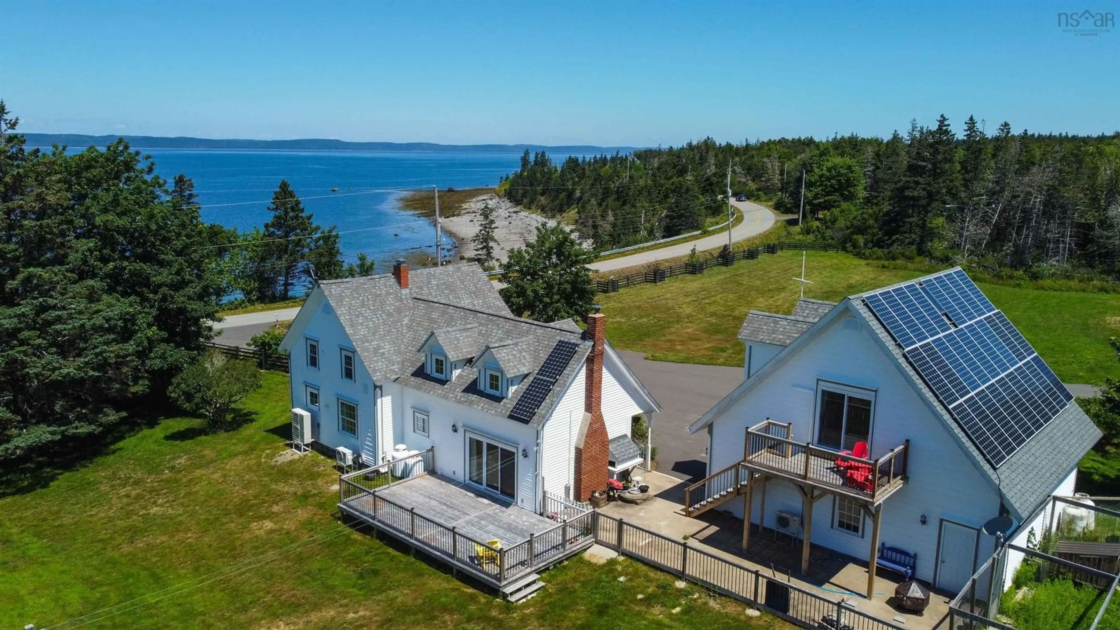 A pic from outside/outdoor area/front of a property/back of a property/a pic from drone, water/lake/river/ocean view for 502 Riverside Rd, New Edinburgh Nova Scotia B0W 3T0