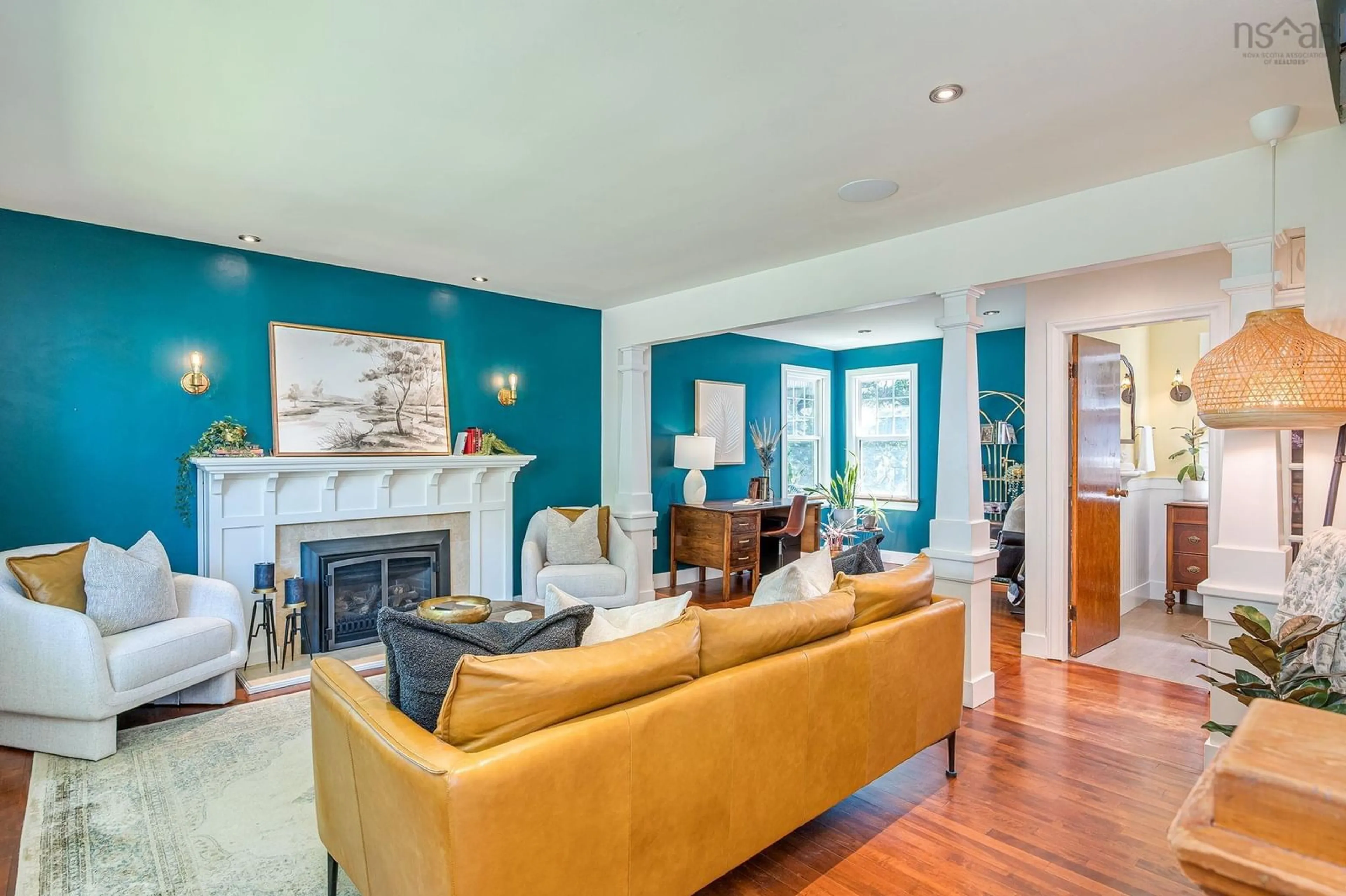 Living room with furniture, wood/laminate floor for 66 Newcastle St, Dartmouth Nova Scotia B2Y 3M5