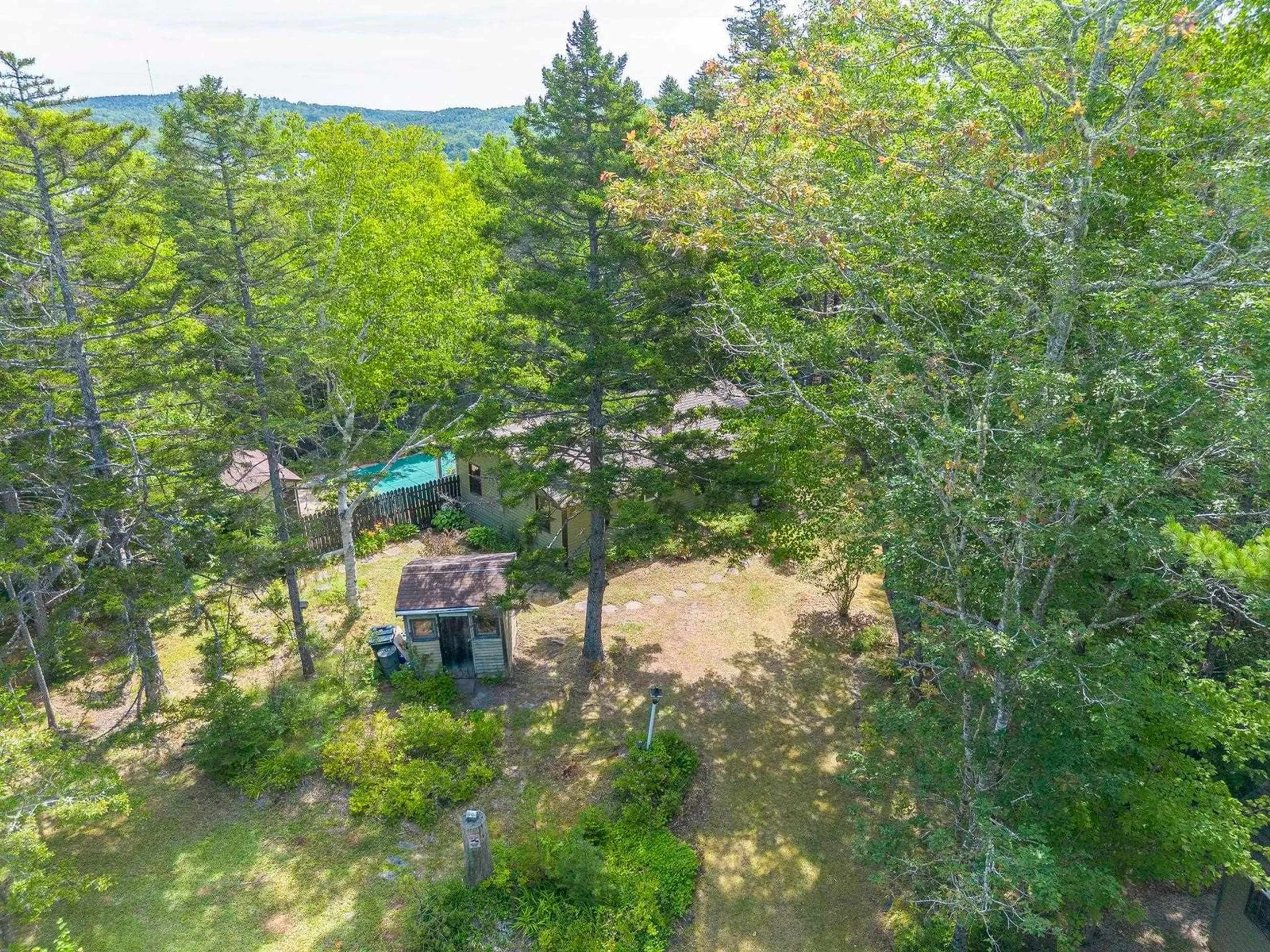 A pic from outside/outdoor area/front of a property/back of a property/a pic from drone, forest/trees view for 382 Sarty Rd, Wentzell Lake Nova Scotia B0R 1E0