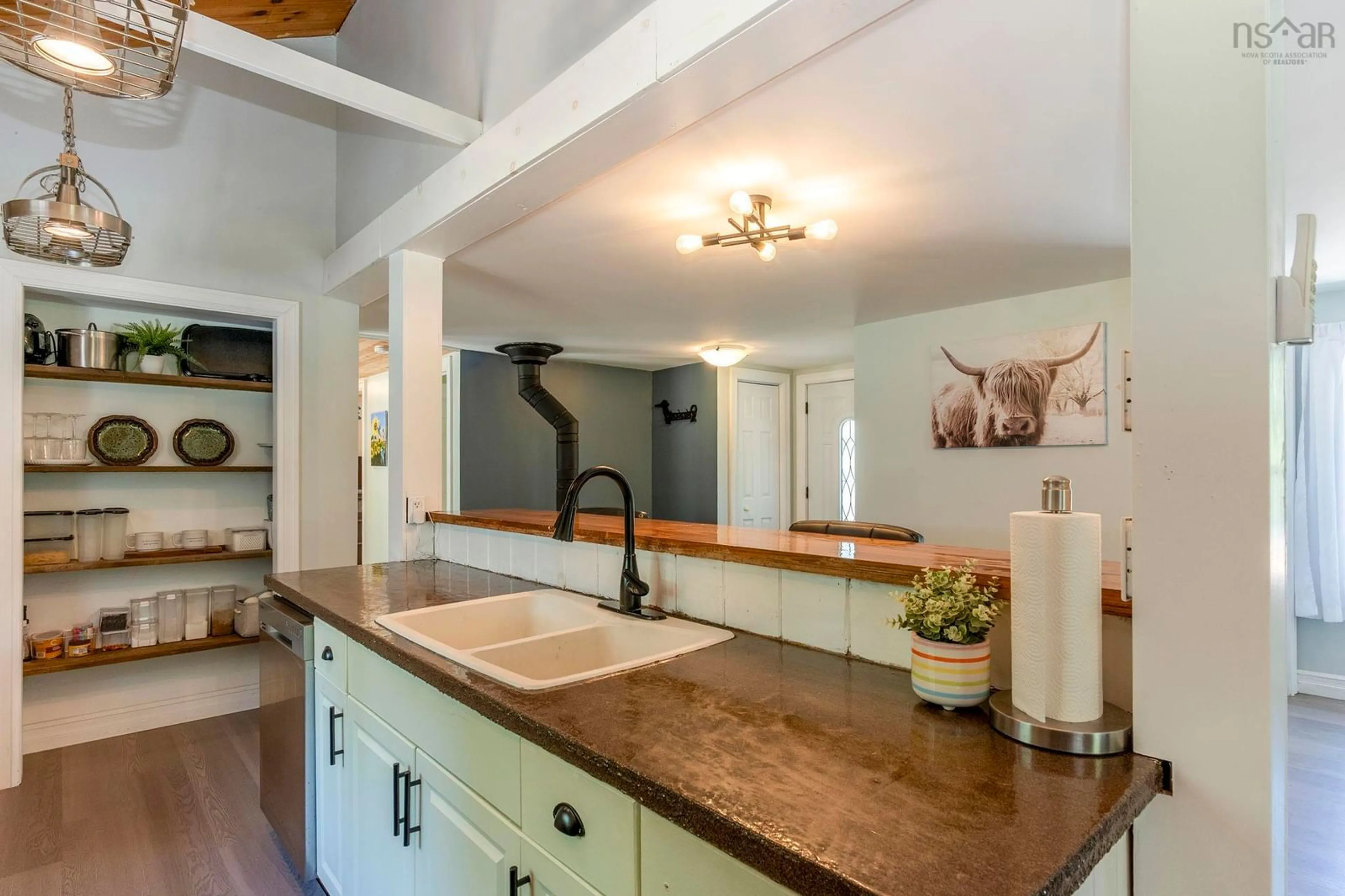 Open concept kitchen, ceramic/tile floor for Crocker Road Rd #55, Harmony Nova Scotia B0P 1R0