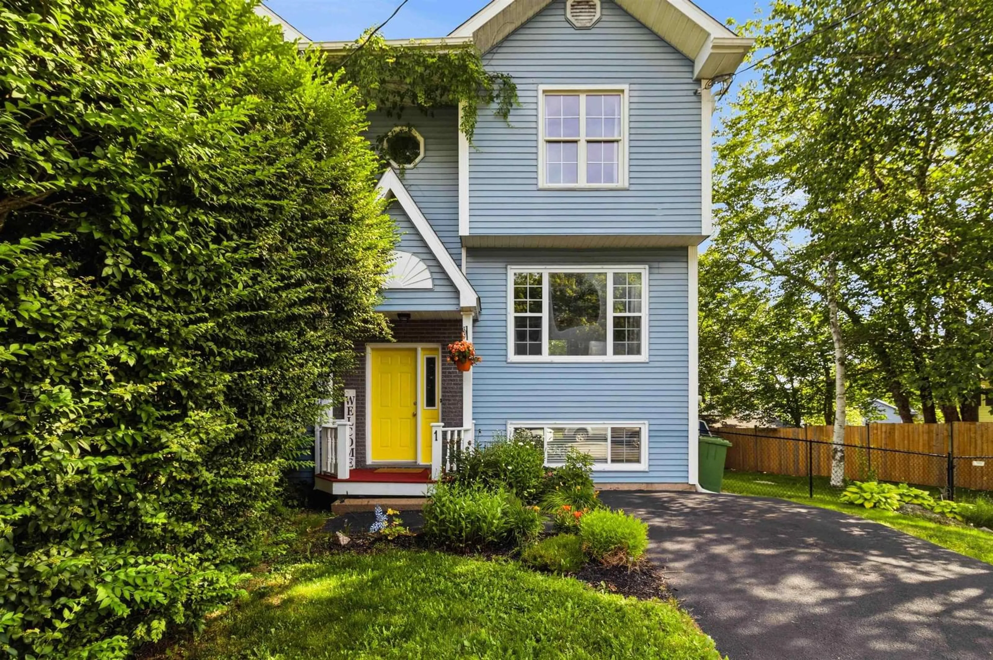 Home with vinyl exterior material, street for 1 Fir Tree Lane Lane, Timberlea Nova Scotia B3T 1J9