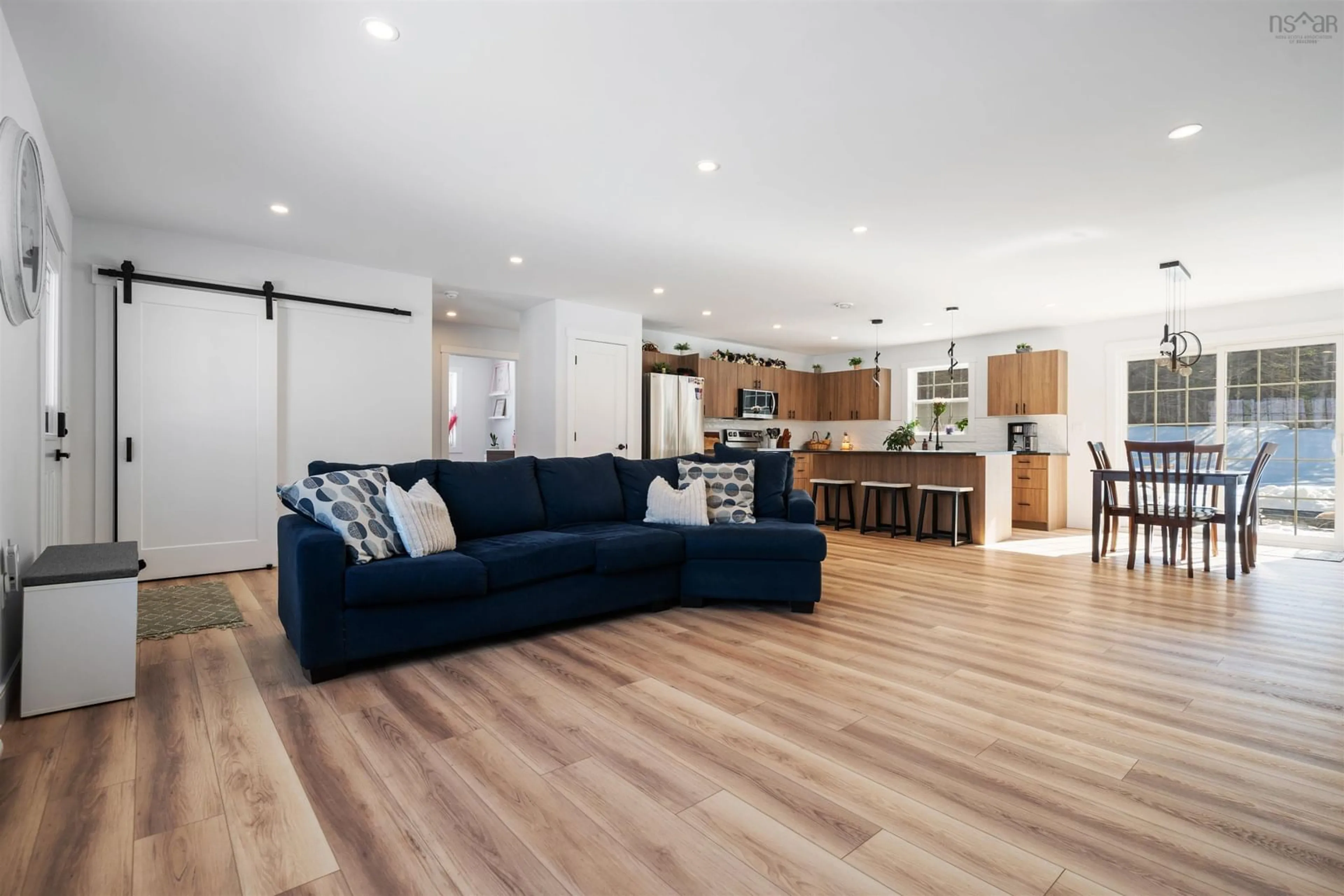 Open concept kitchen, wood/laminate floor for 420 Lays Lake Road Rd, Meaghers Grant Nova Scotia B0N 1V0
