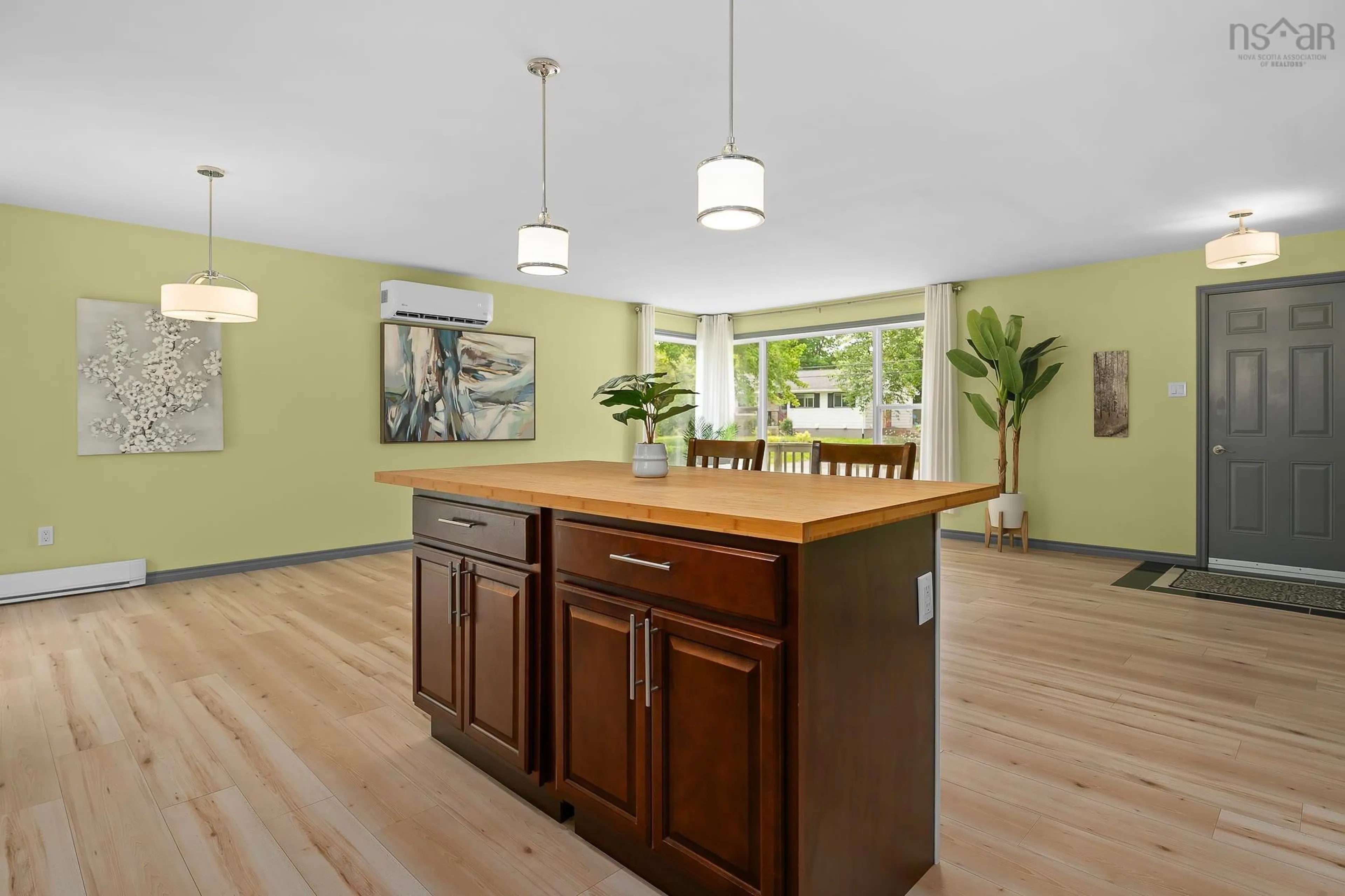 Open concept kitchen, wood/laminate floor for 87 Marlboro Dr, Bridgewater Nova Scotia B4V 2Y1
