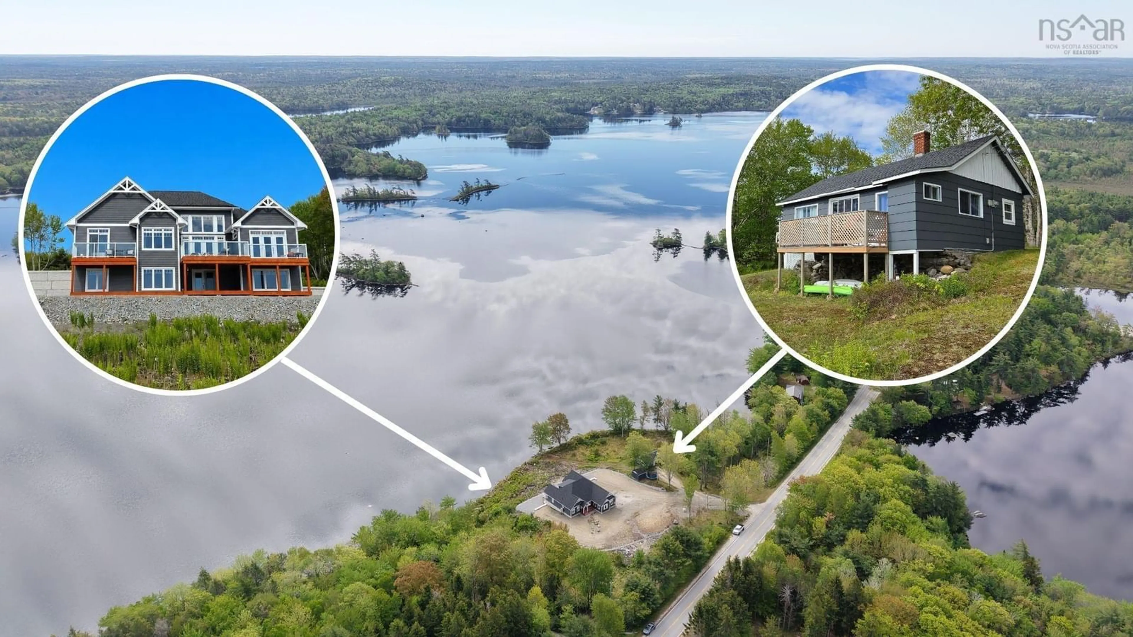 A pic from outside/outdoor area/front of a property/back of a property/a pic from drone, water/lake/river/ocean view for 3224 203 Hwy, Middle Ohio Nova Scotia B0T 1W0