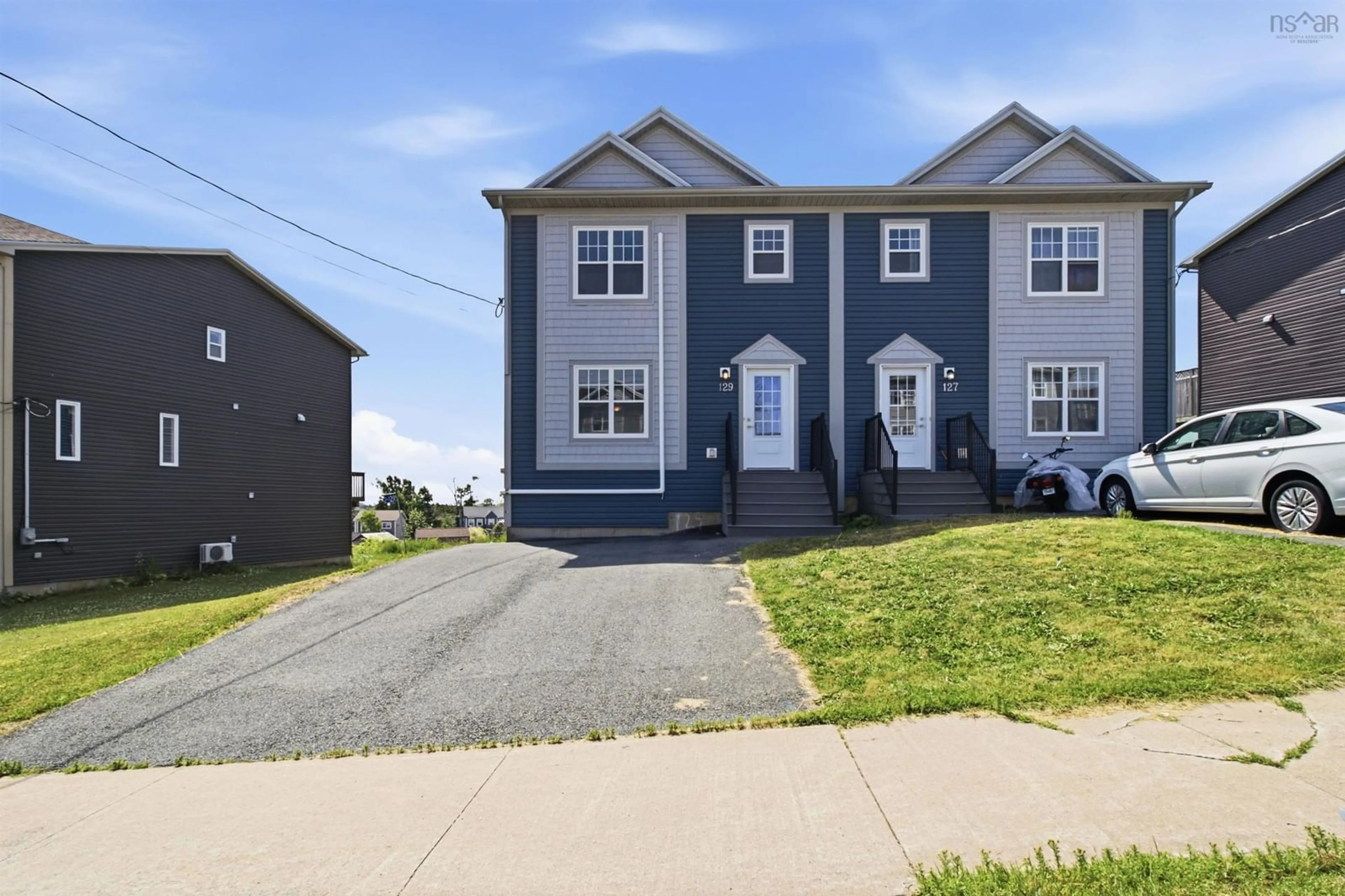Home with vinyl exterior material, street for 129 Executive Dr, Middle Sackville Nova Scotia B4E 3A7